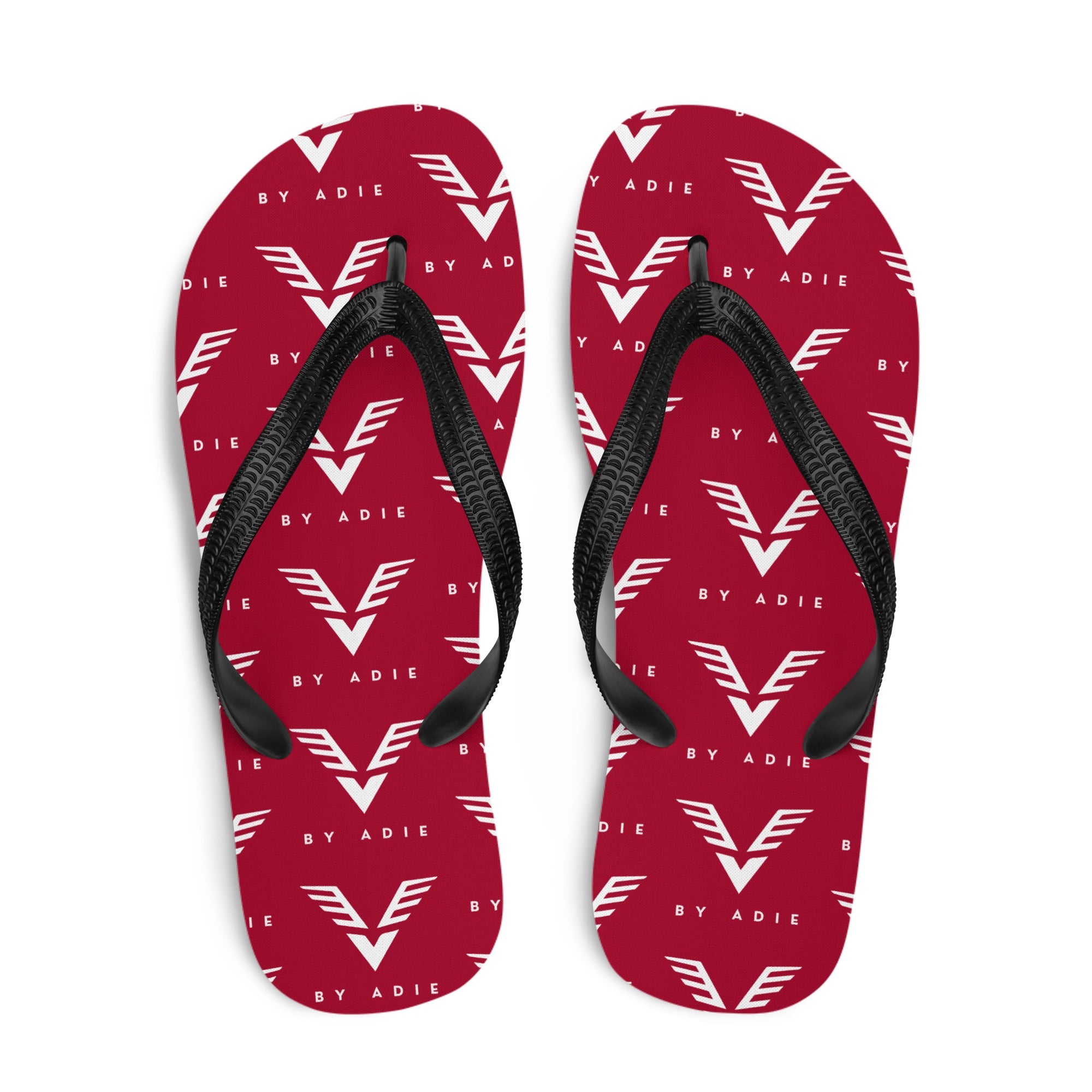 By Adie Logo Pattern Red Flip Flops - My Store