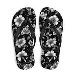 Midnight Floral Elegance Flip Flops - My Store