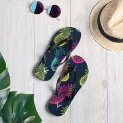Midnight Neon Pineapple Flip Flops - My Store