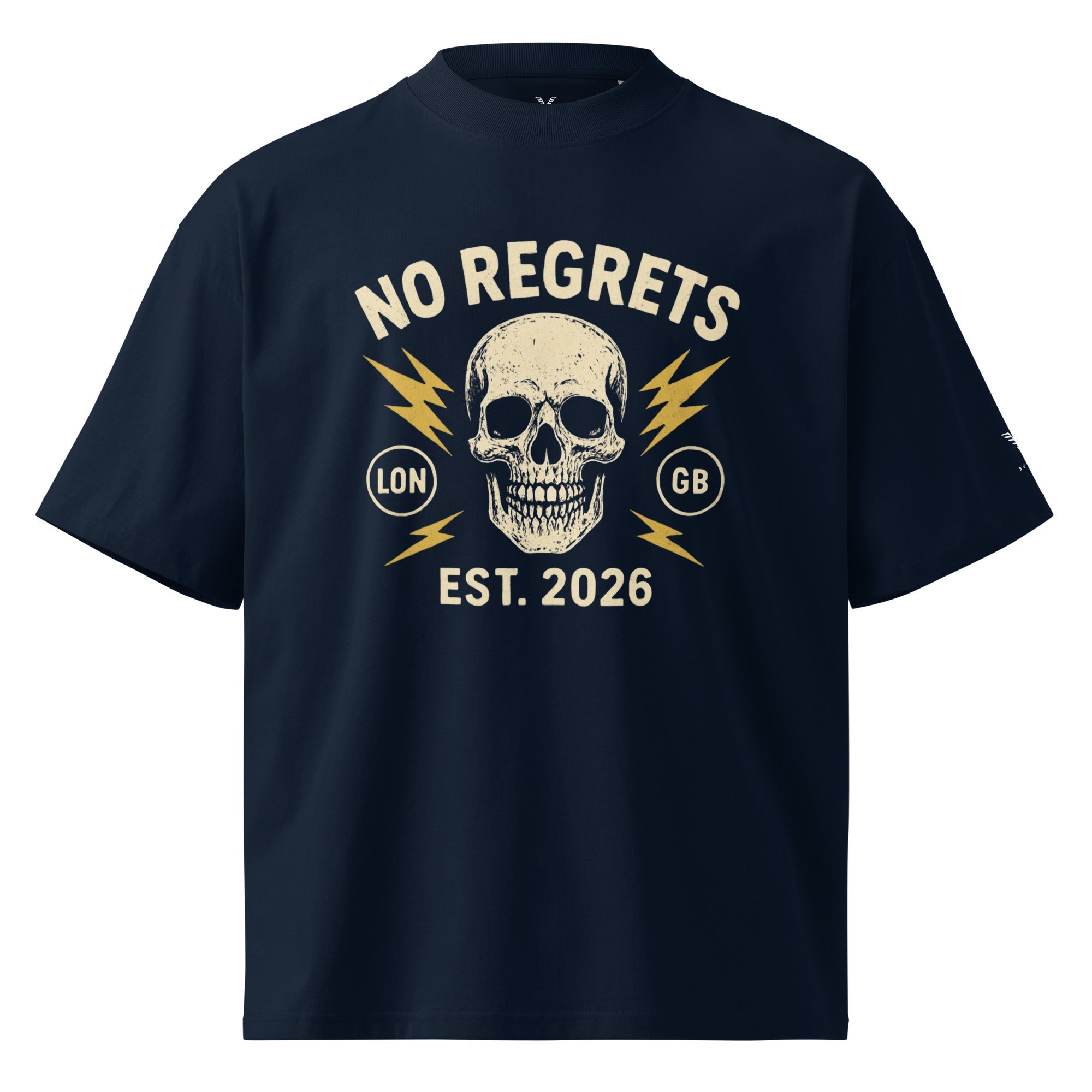 No Regrets Skull Oversized Streetwear Organic T-Shirt - By Adie