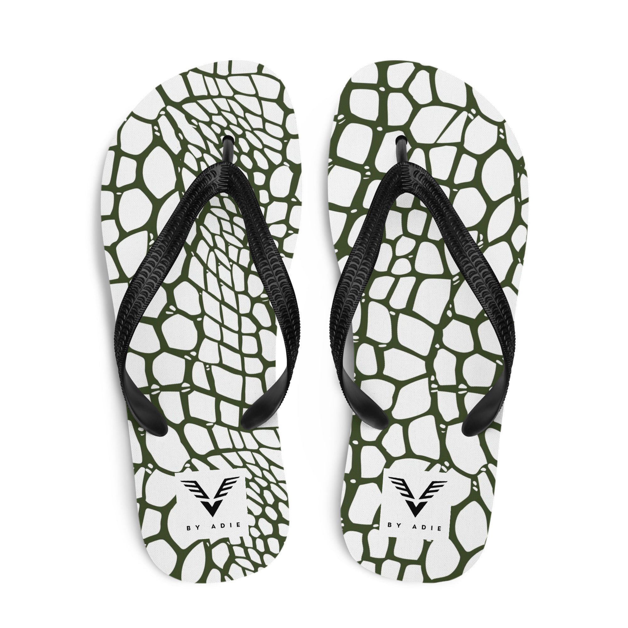 Olive Reptile Luxe Flip Flops - My Store