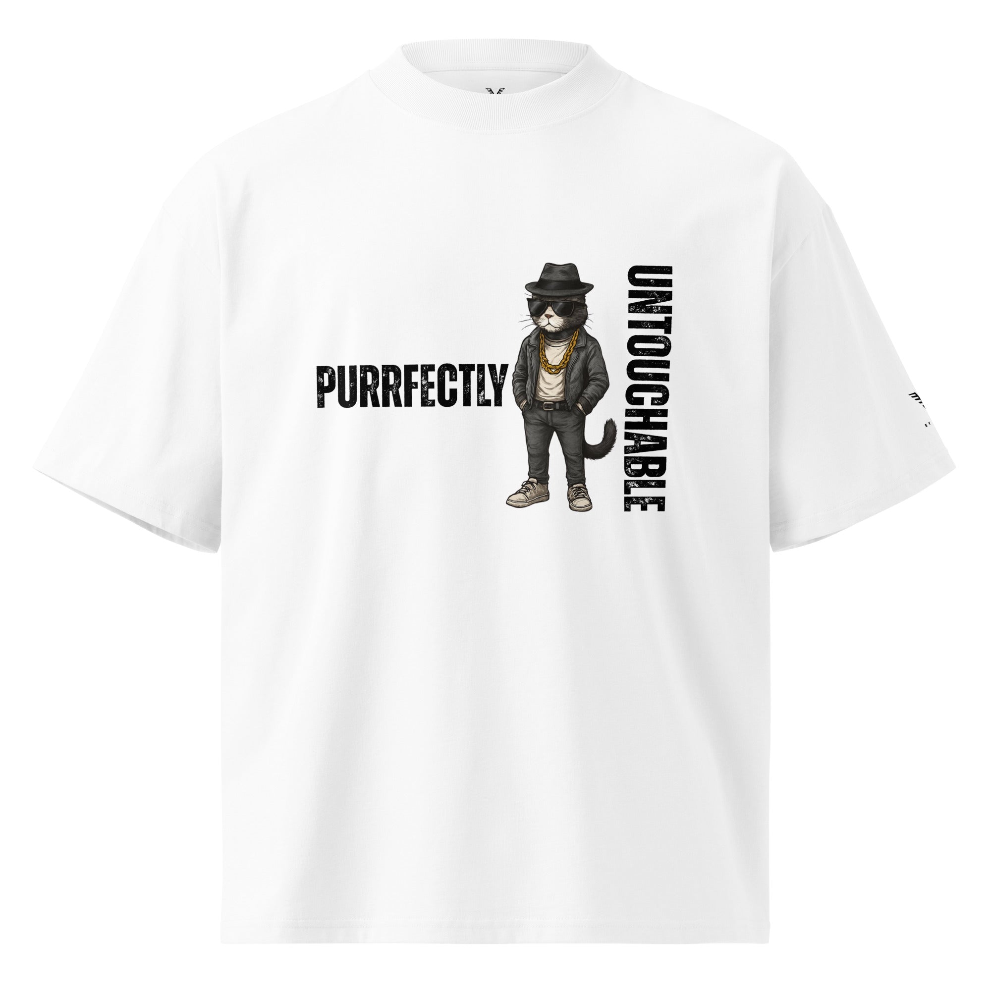 Purrfectly Untouchable Cat Oversized Organic Cotton T-Shirt - By Adie