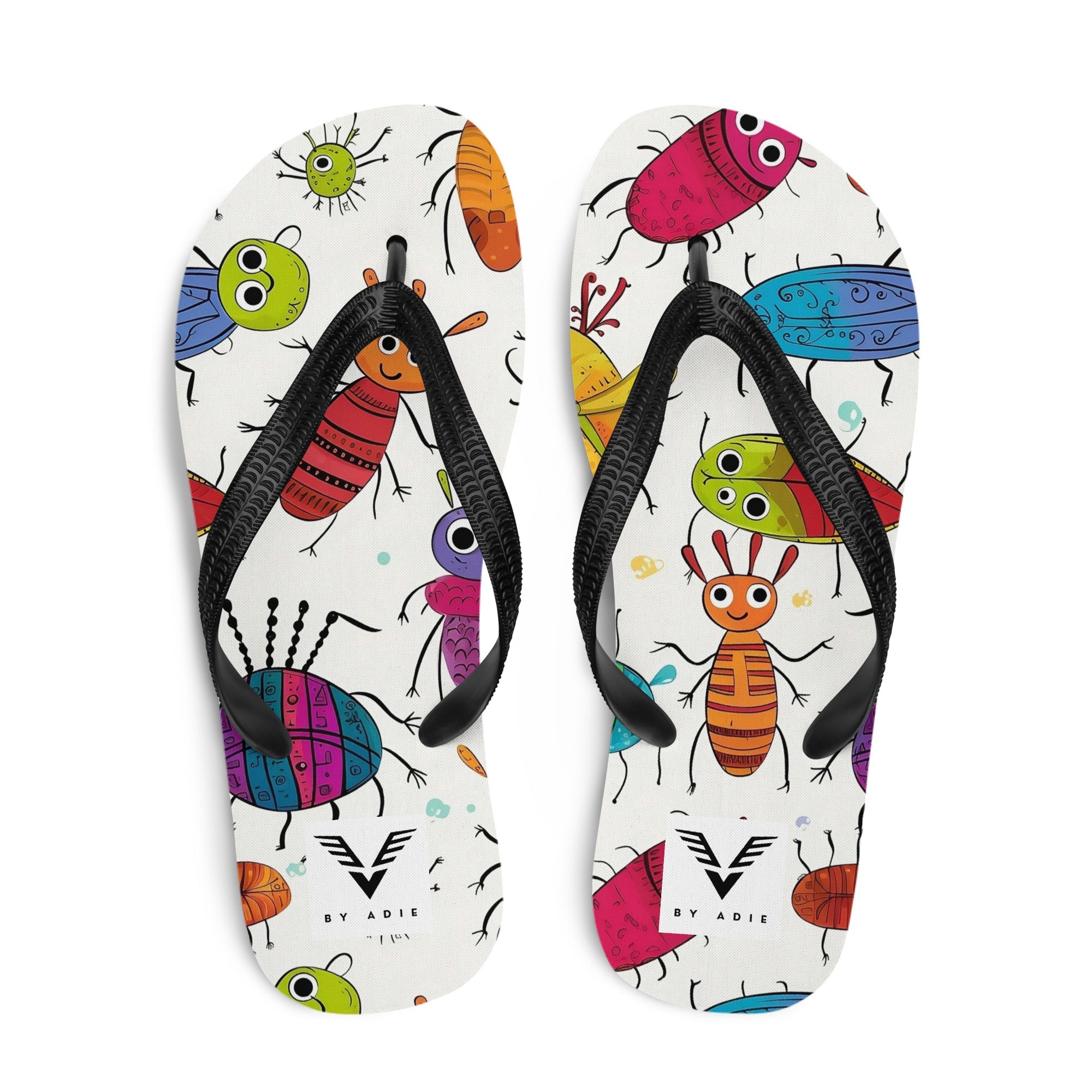 Whimsical Bug Parade Flip Flops - My Store