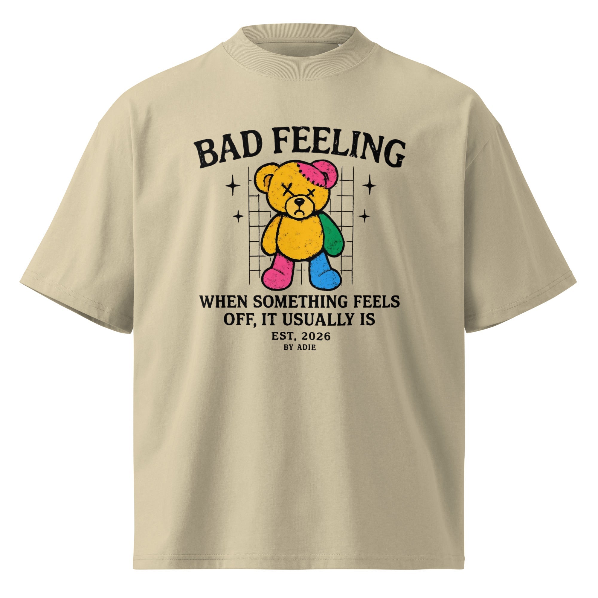 Bad Feeling Bear Oversized Organic T-Shirt - By Adie