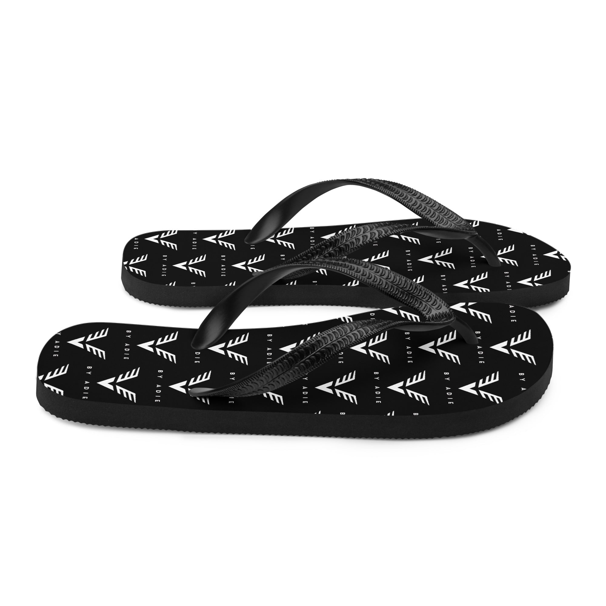 By Adie Logo Pattern Black Flip Flop - My Store
