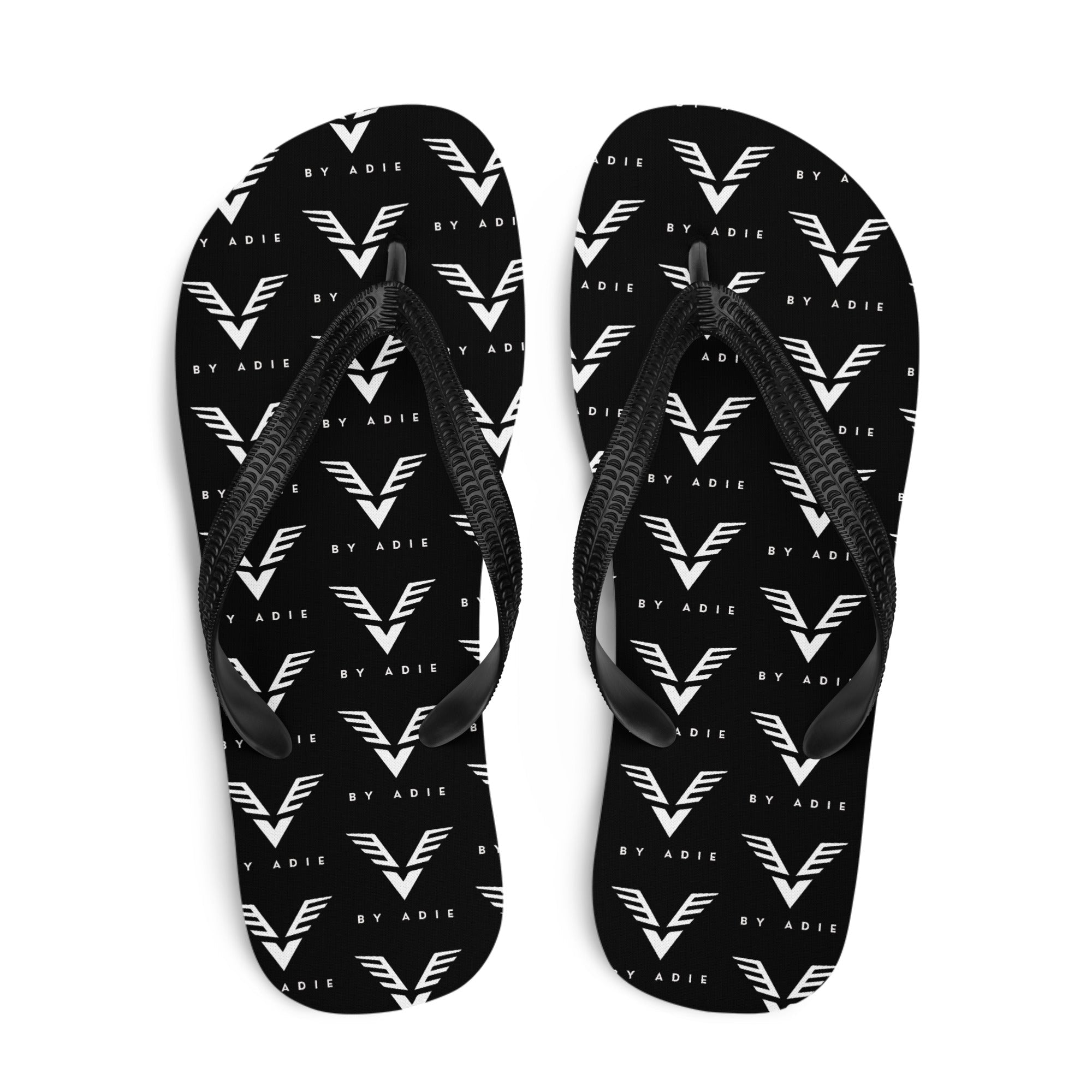 By Adie Logo Pattern Black Flip Flop - My Store