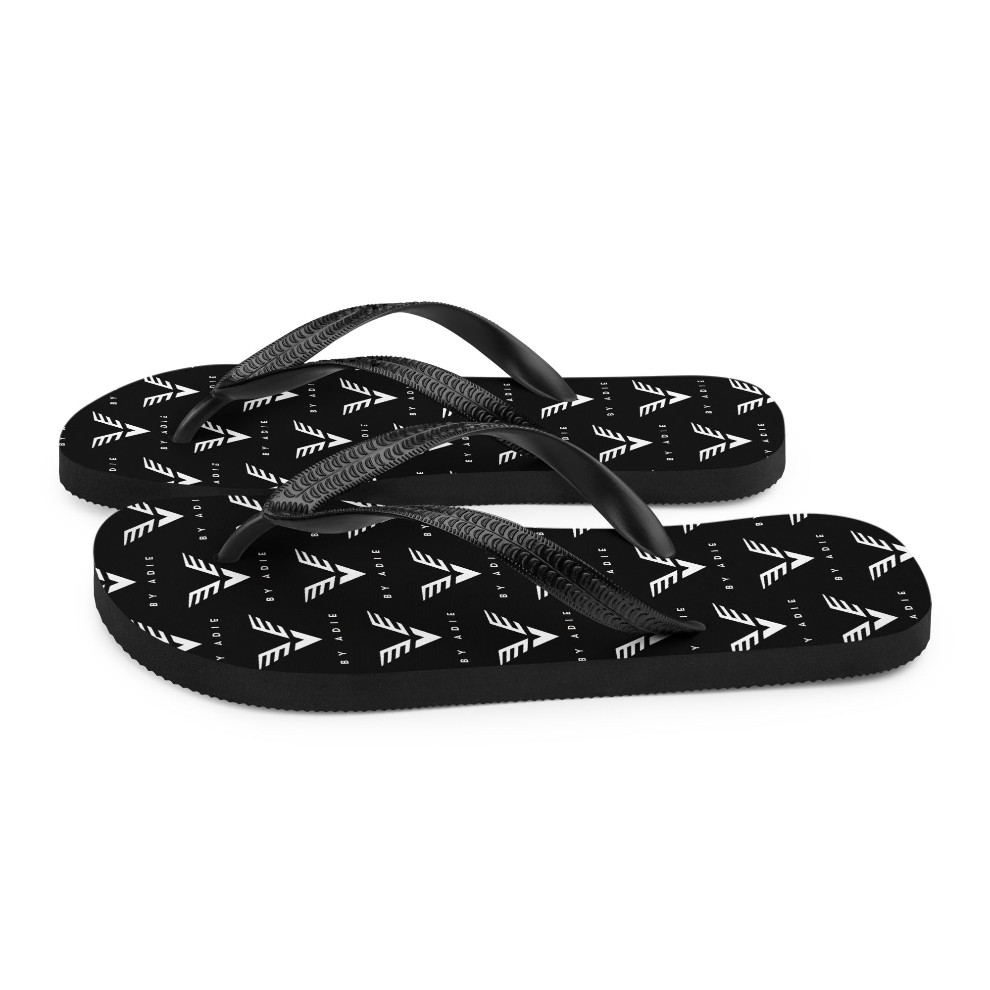 By Adie Logo Pattern Black Flip Flop - My Store