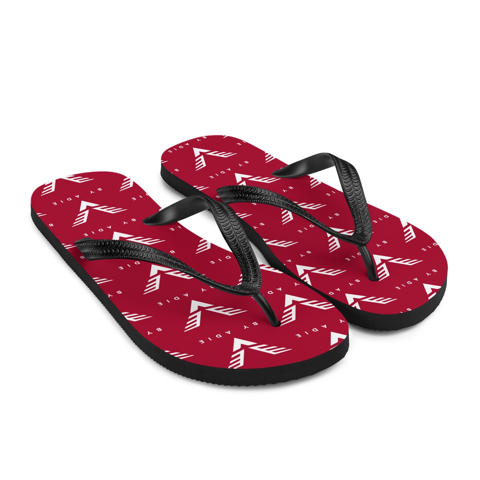 By Adie Logo Pattern Red Flip Flops - My Store