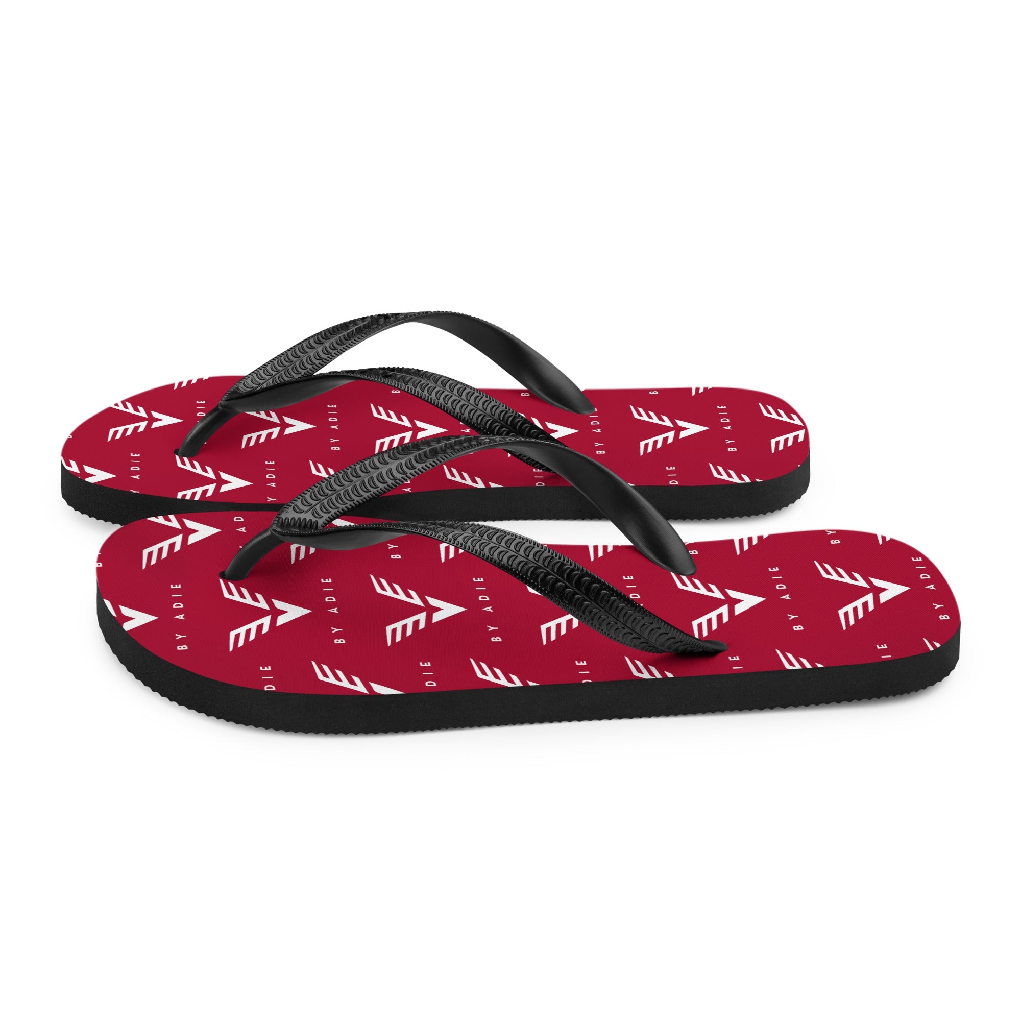By Adie Logo Pattern Red Flip Flops - My Store
