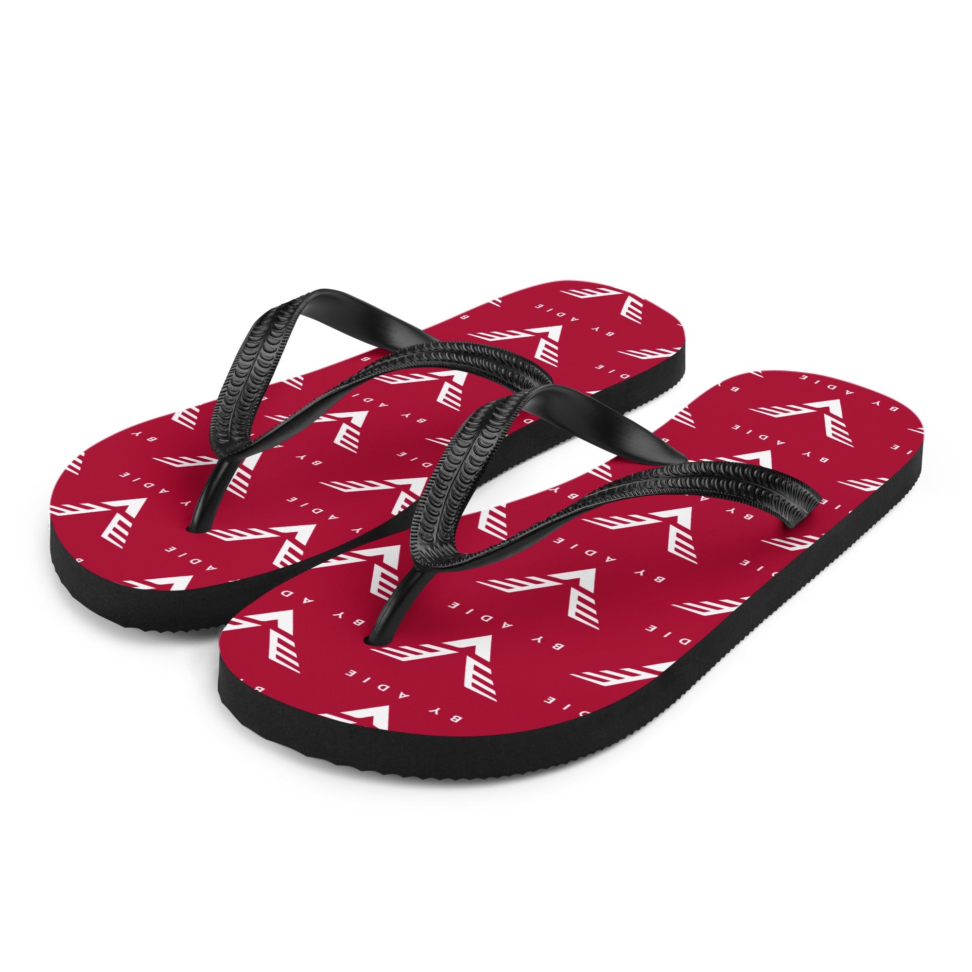 By Adie Logo Pattern Red Flip Flops - My Store