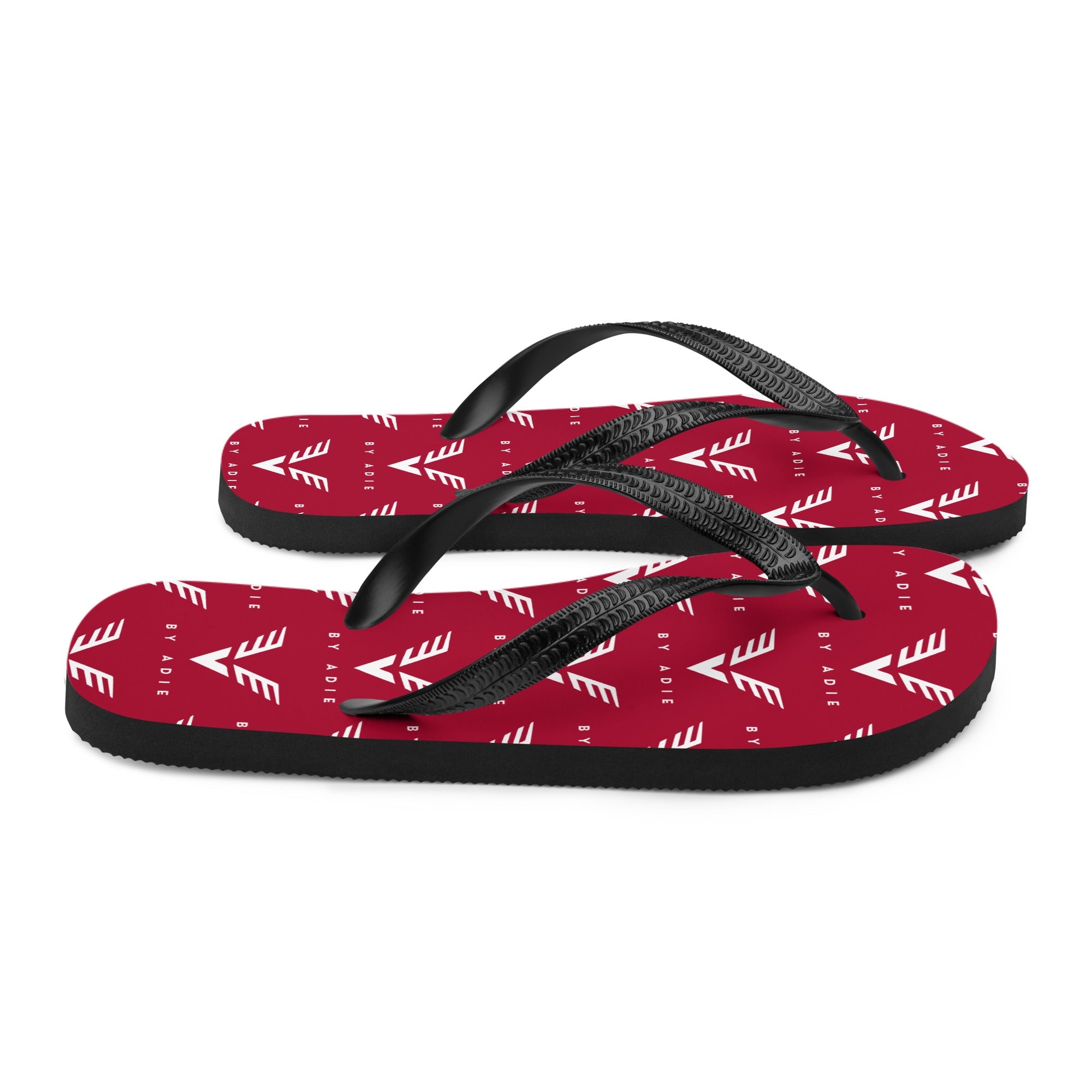 By Adie Logo Pattern Red Flip Flops - My Store