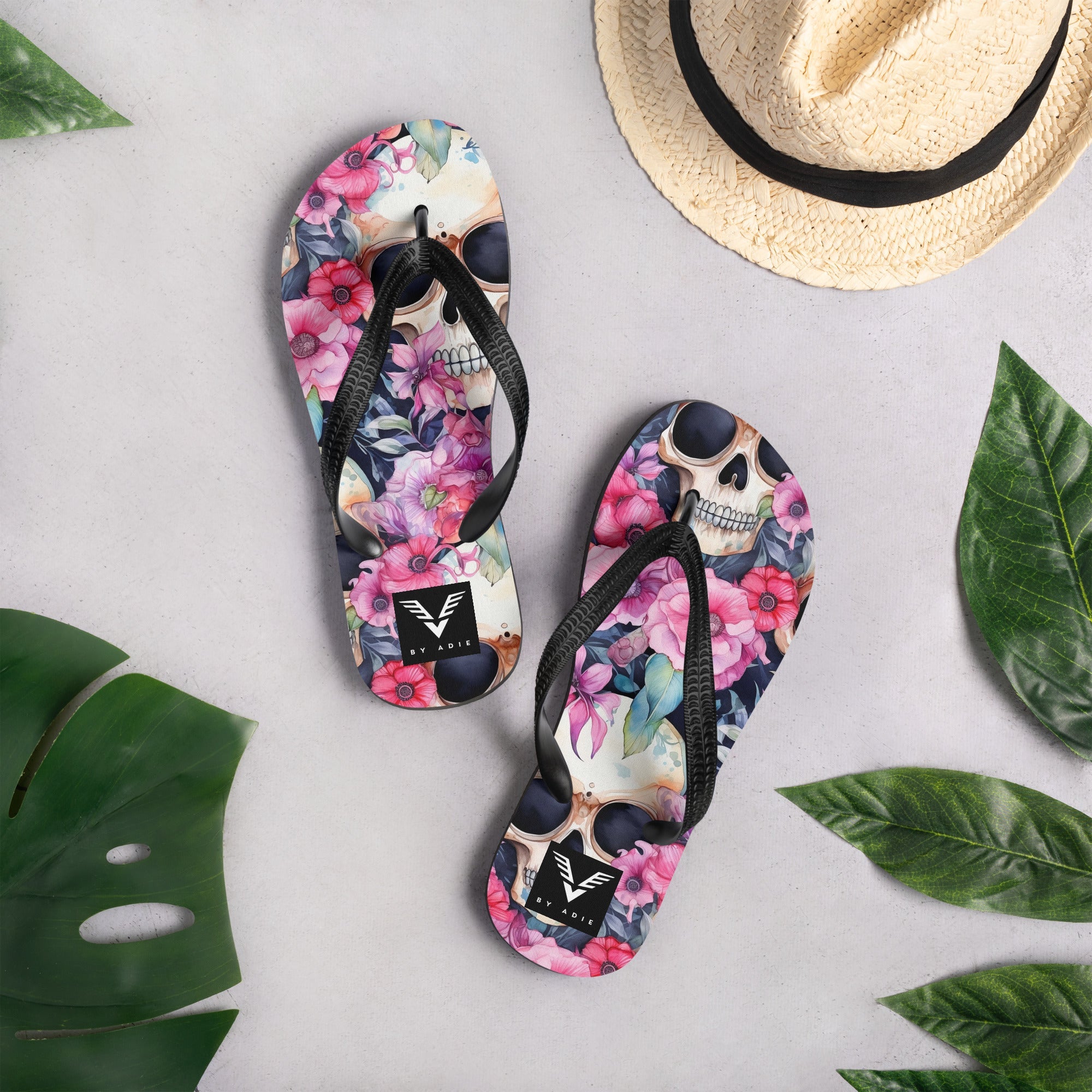 Floral Skull Luxe Flip Flops - My Store