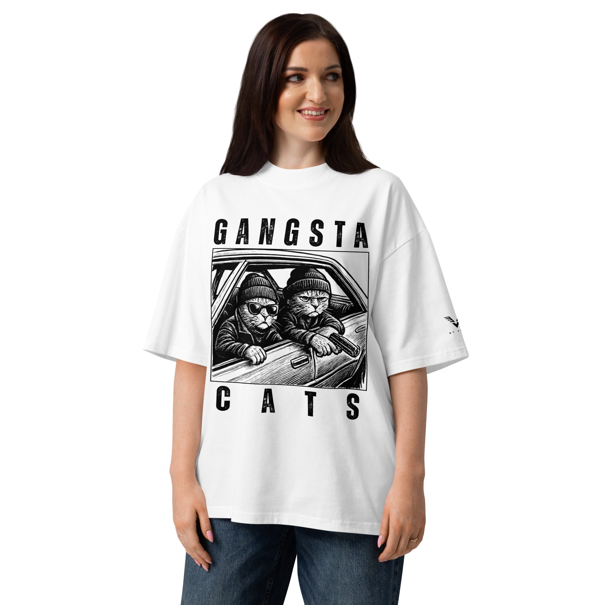 Gangsta Cats Oversized Streetwear T-Shirt - By Adie