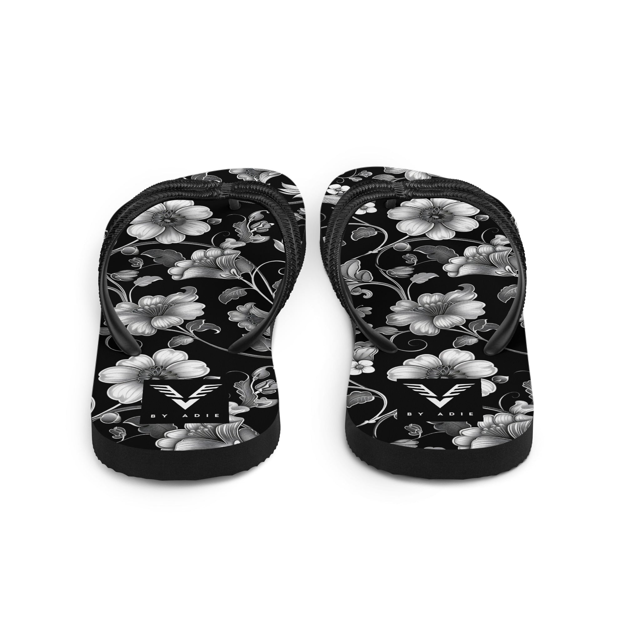 Midnight Floral Elegance Flip Flops - My Store