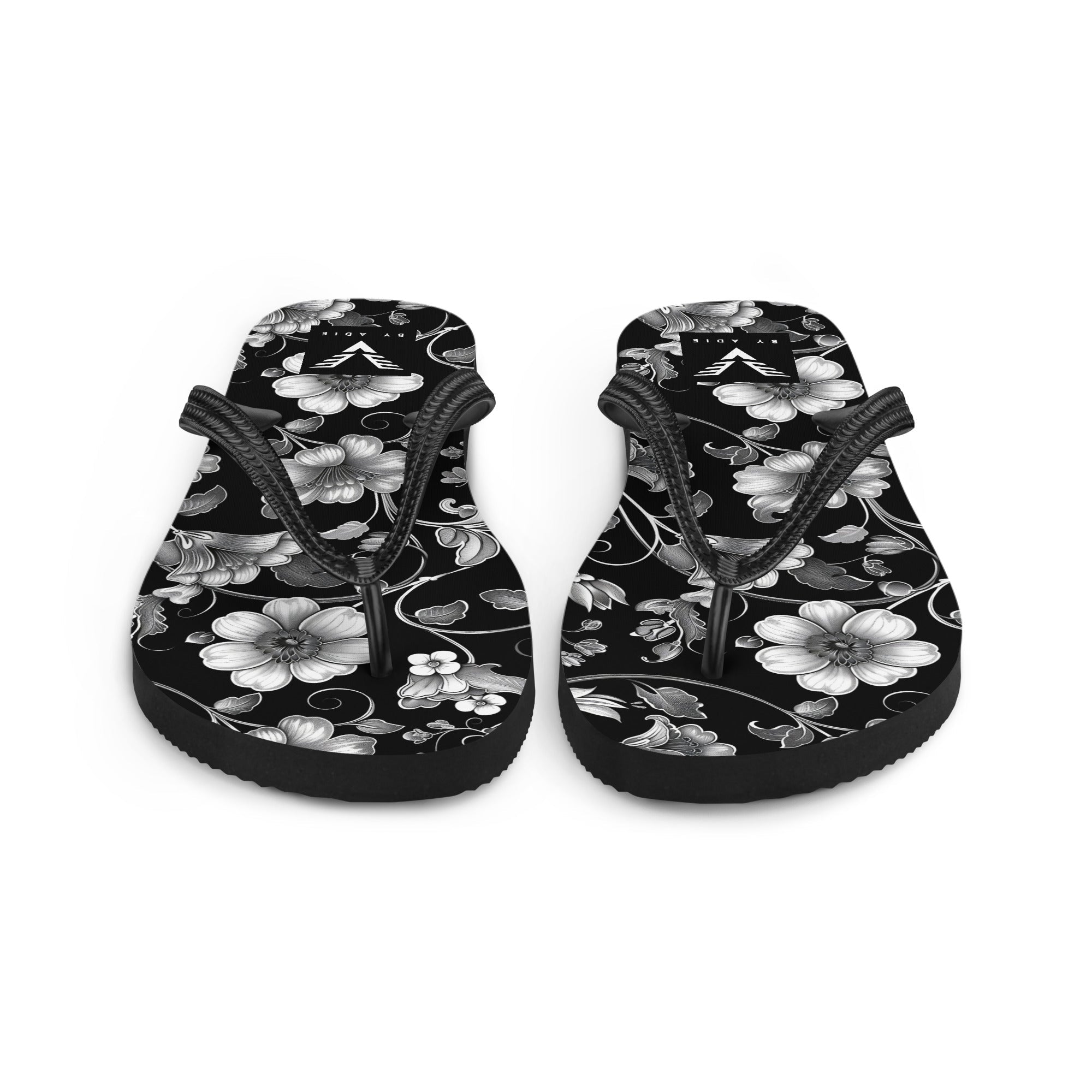 Midnight Floral Elegance Flip Flops - My Store