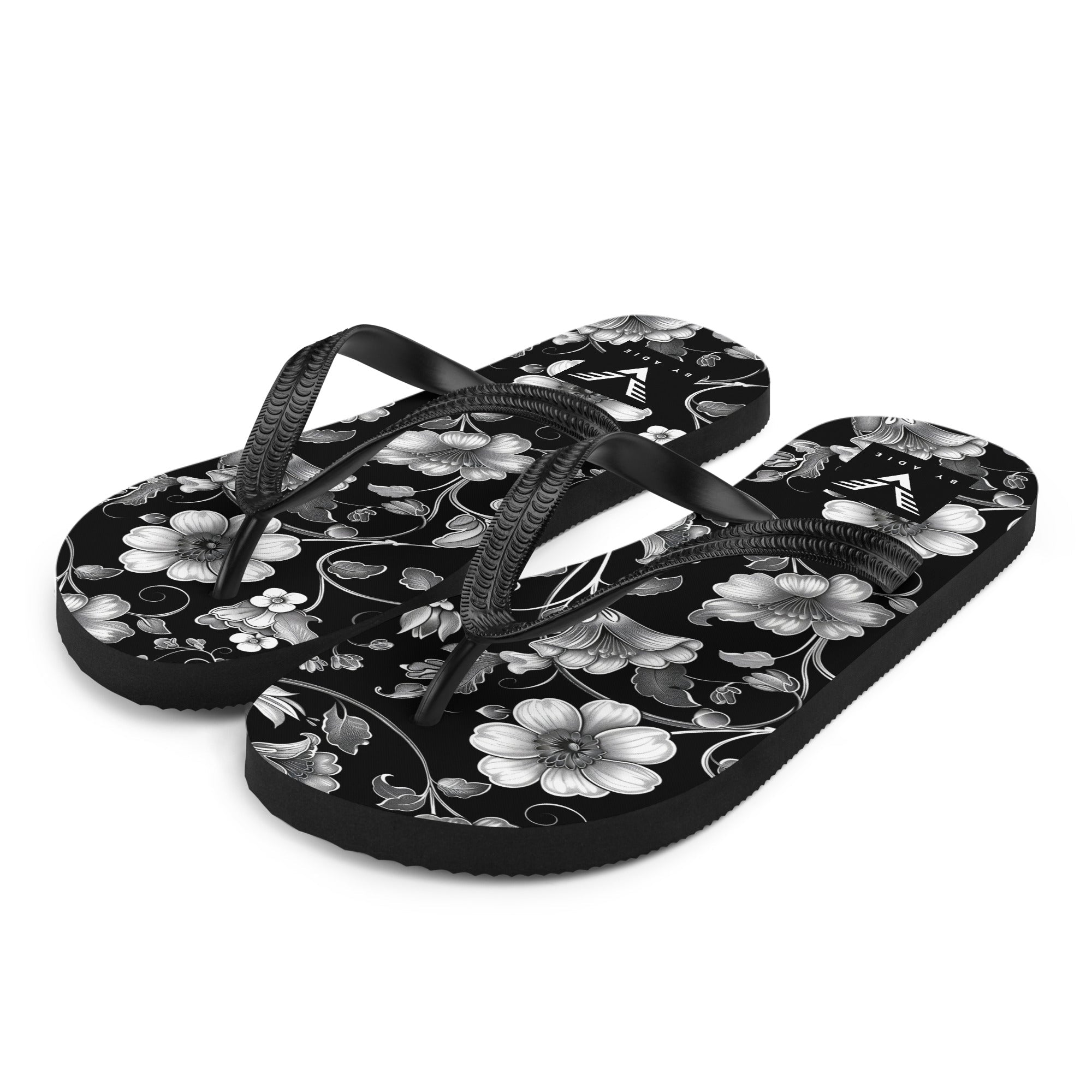 Midnight Floral Elegance Flip Flops - My Store