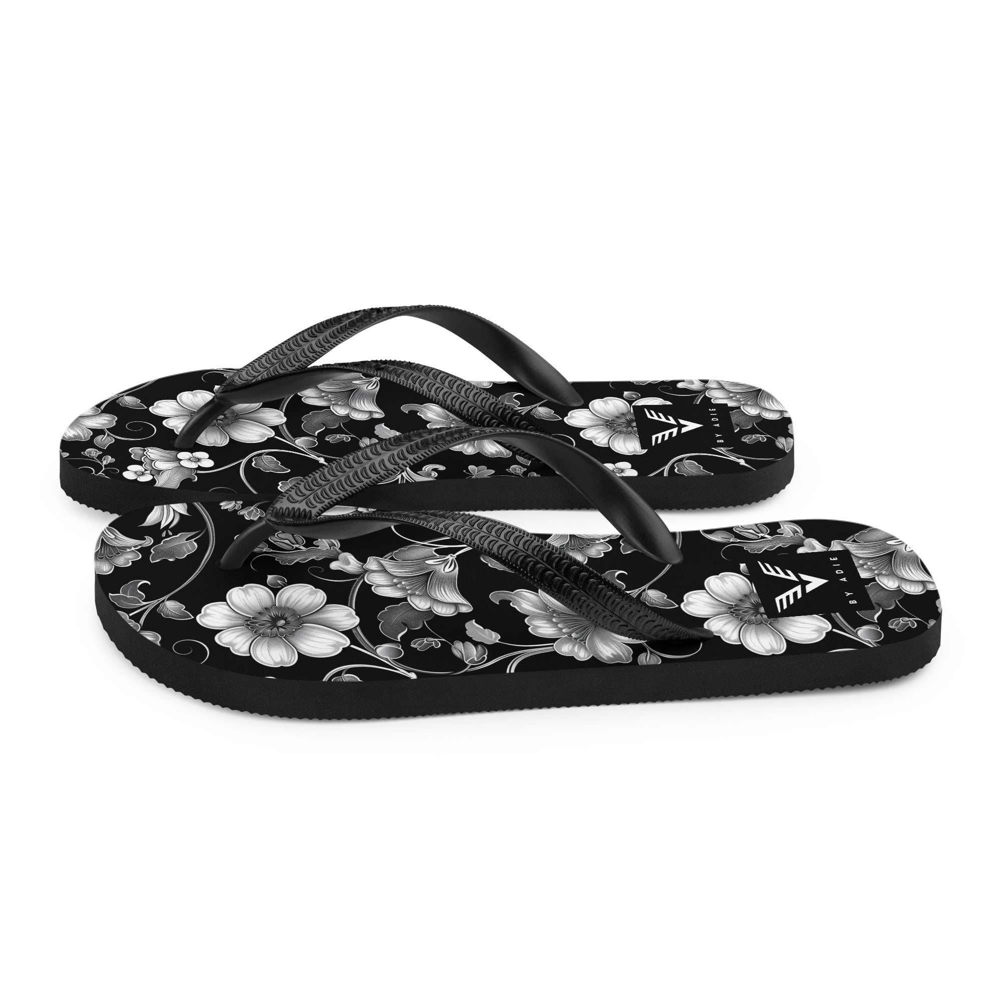 Midnight Floral Elegance Flip Flops - My Store