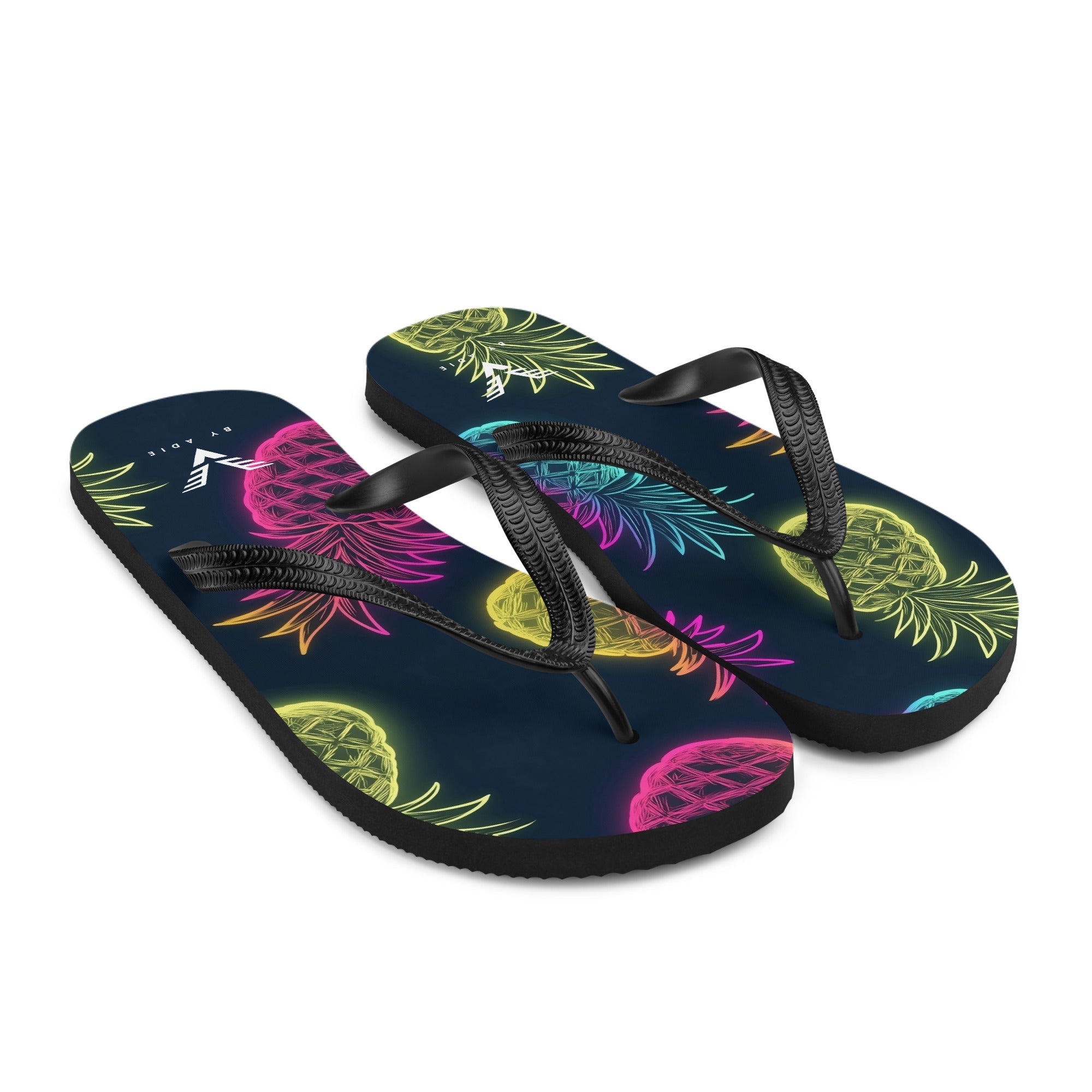 Midnight Neon Pineapple Flip Flops - My Store