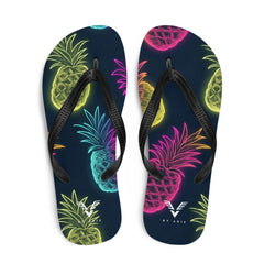 Midnight Neon Pineapple Flip Flops - My Store