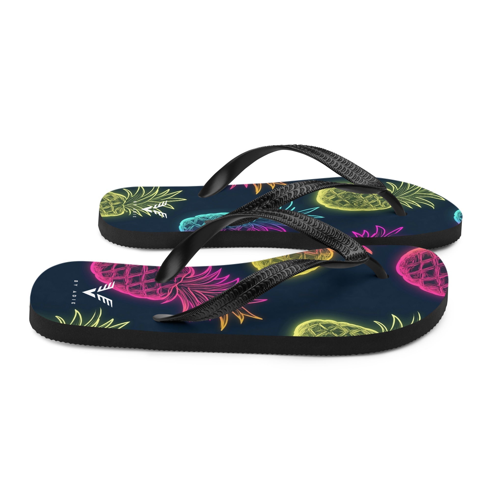 Midnight Neon Pineapple Flip Flops - My Store