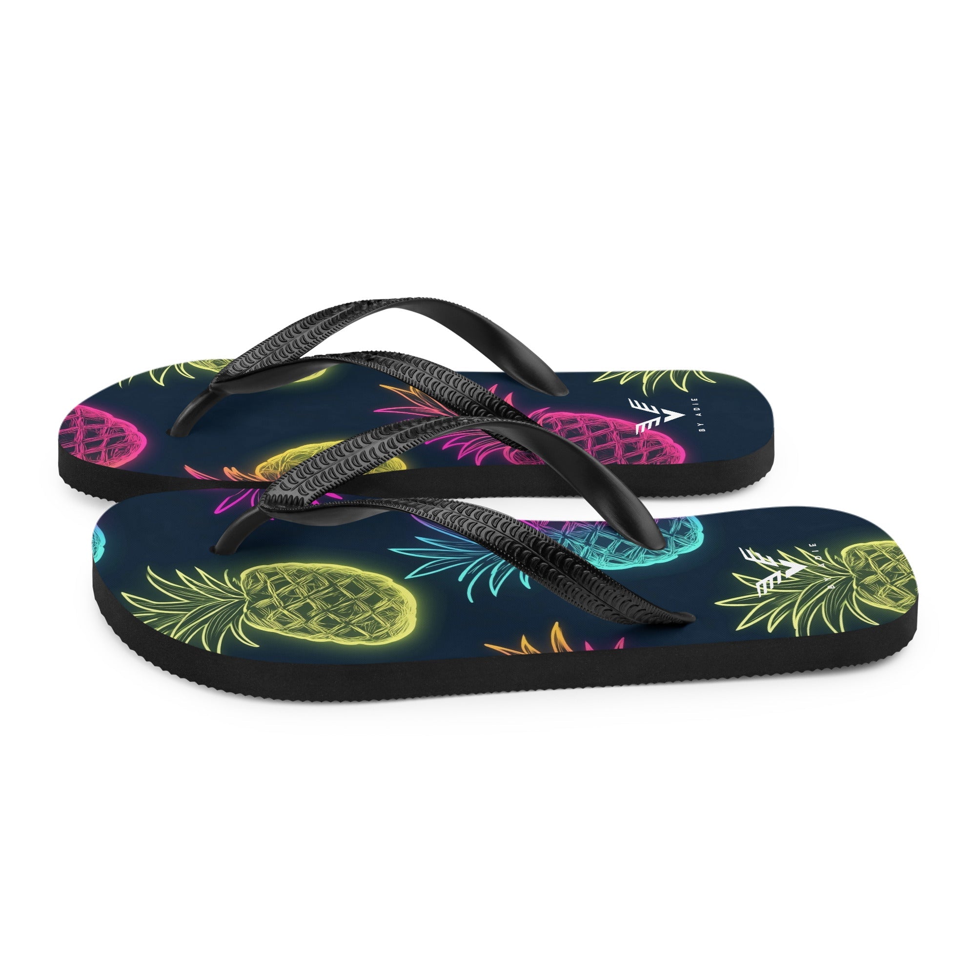 Midnight Neon Pineapple Flip Flops - My Store
