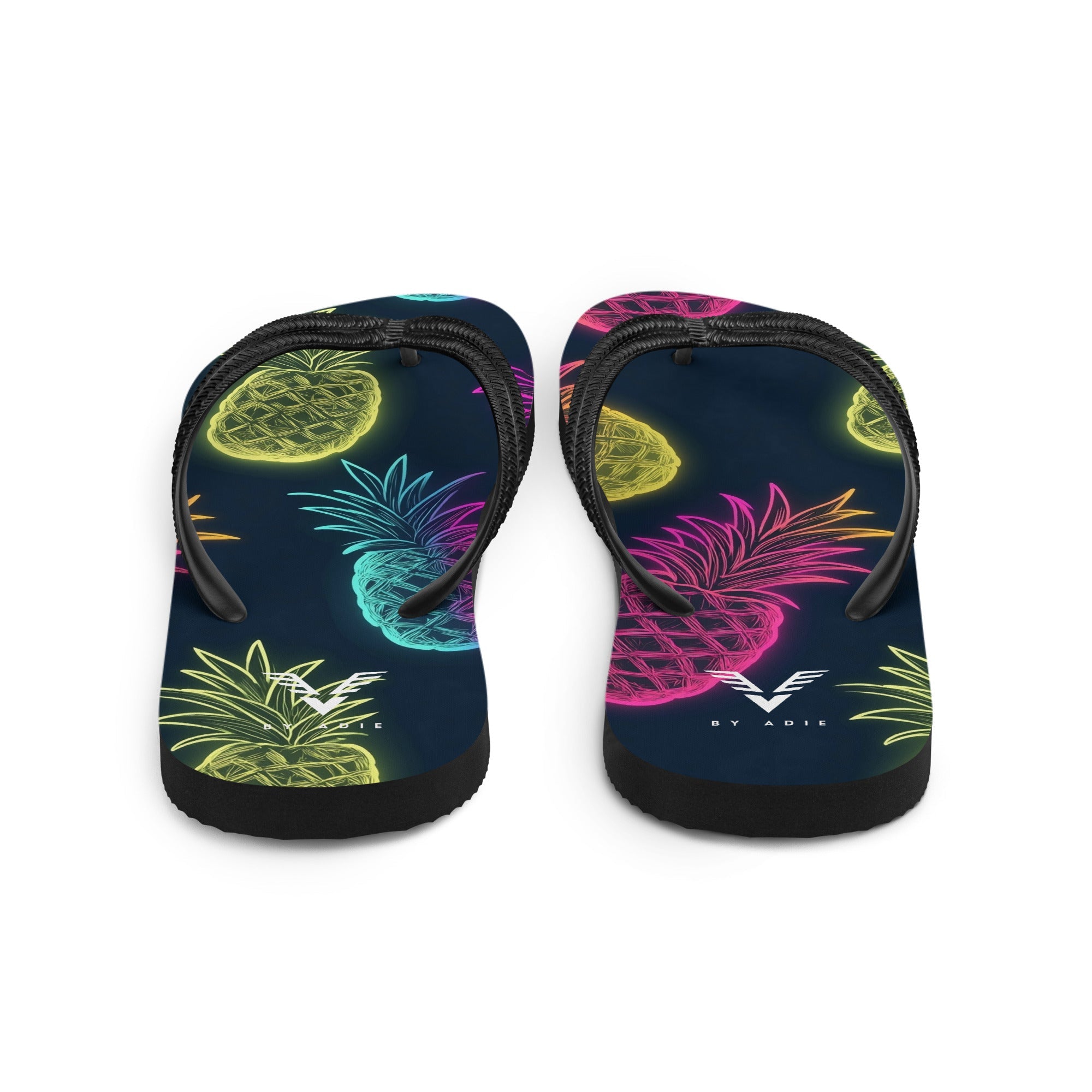 Midnight Neon Pineapple Flip Flops - My Store