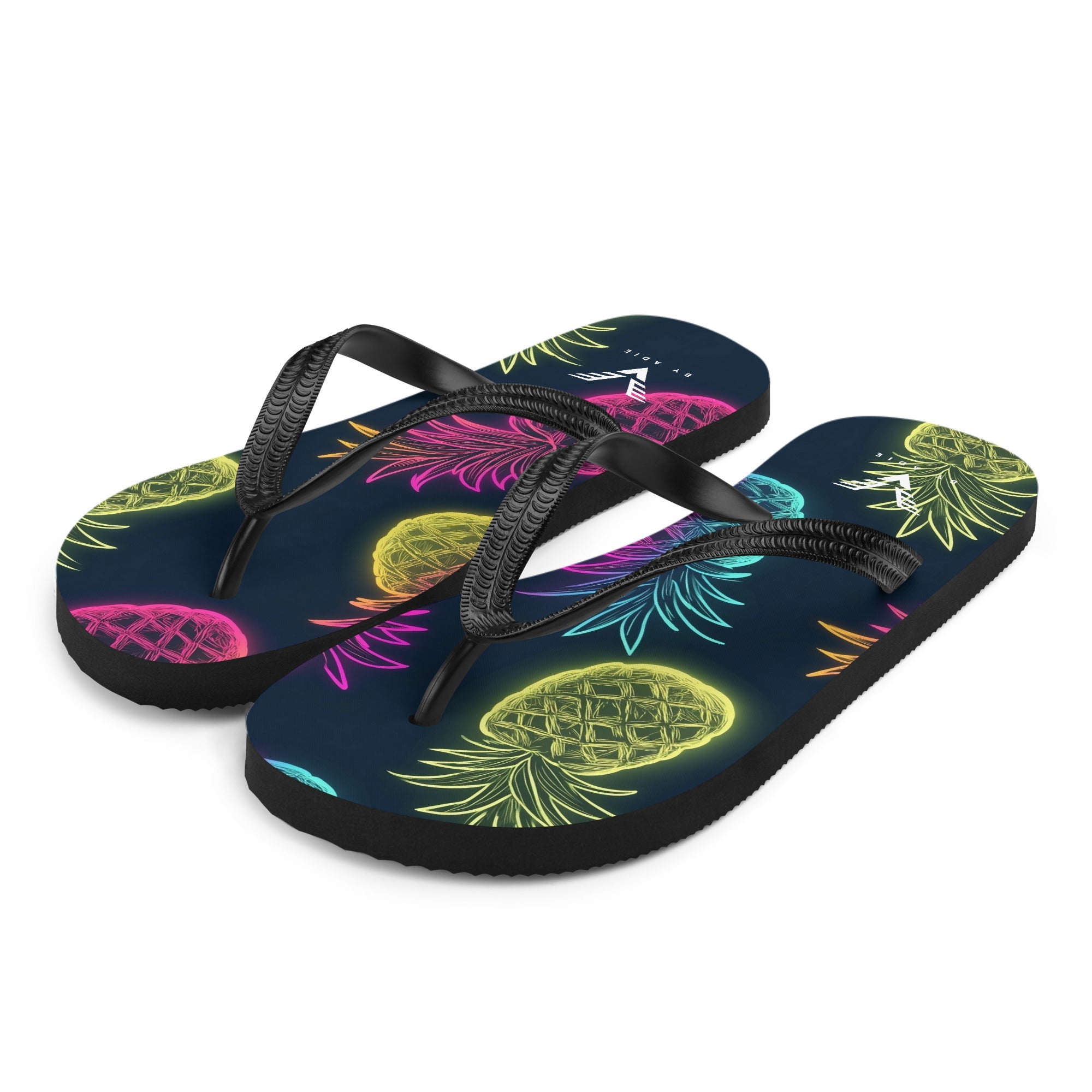 Midnight Neon Pineapple Flip Flops - My Store
