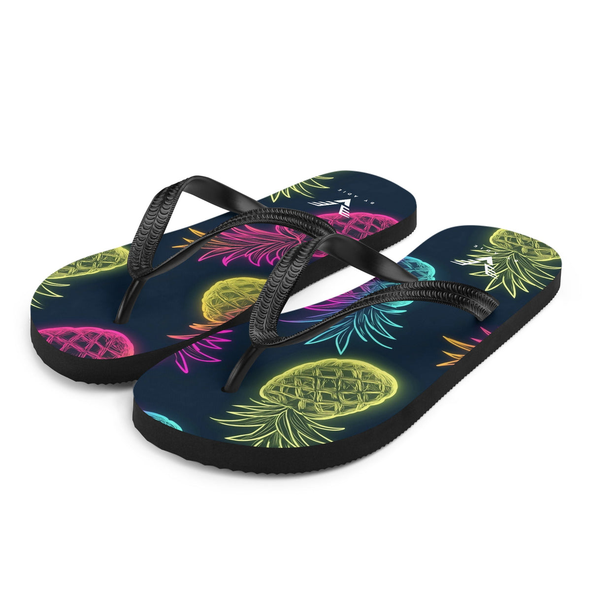 Midnight Neon Pineapple Flip Flops - My Store