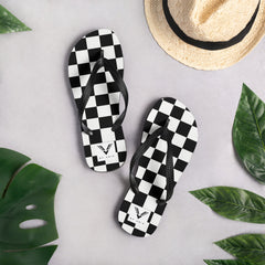 Monochrome Check Luxe Flip Flops - My Store