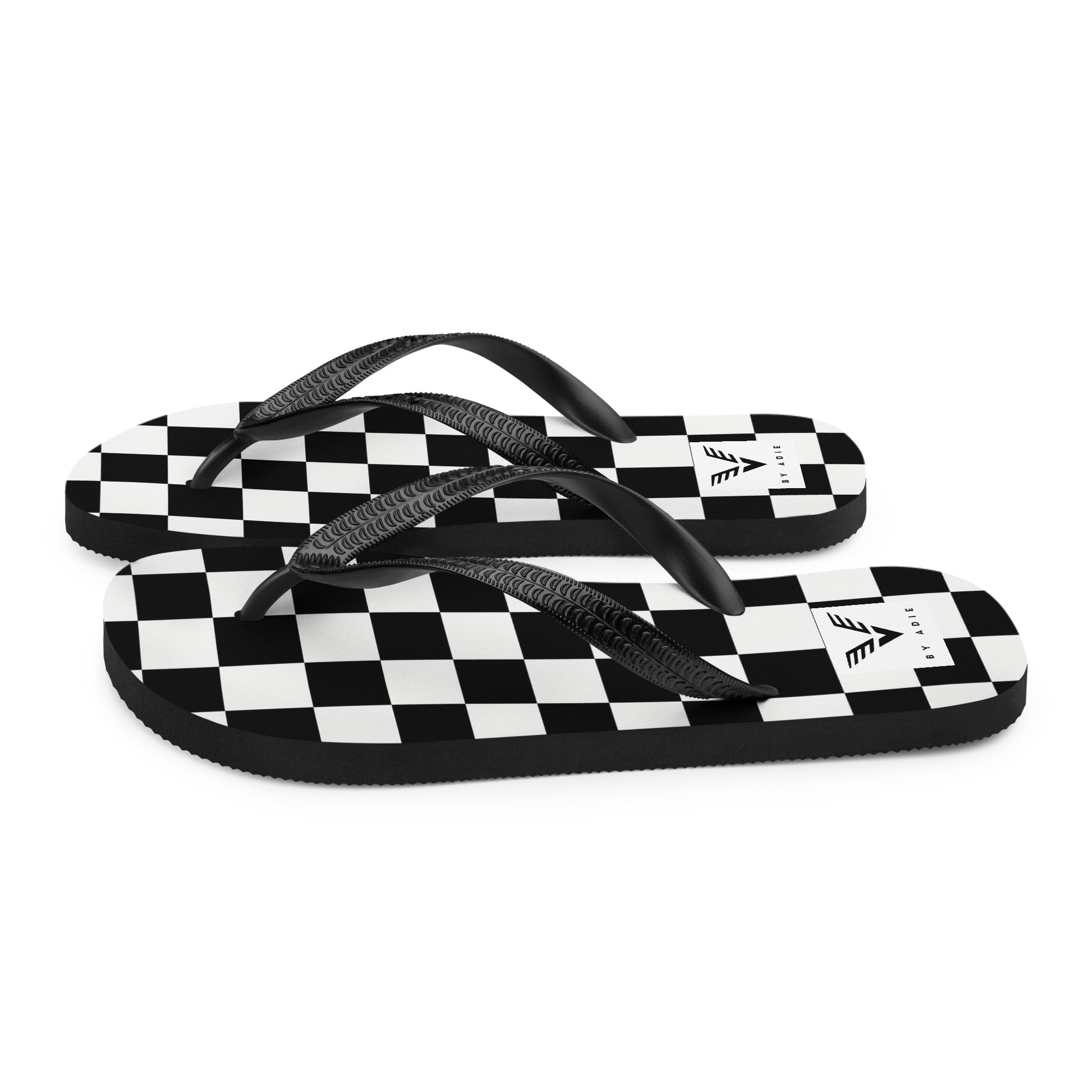 Monochrome Check Luxe Flip Flops - My Store
