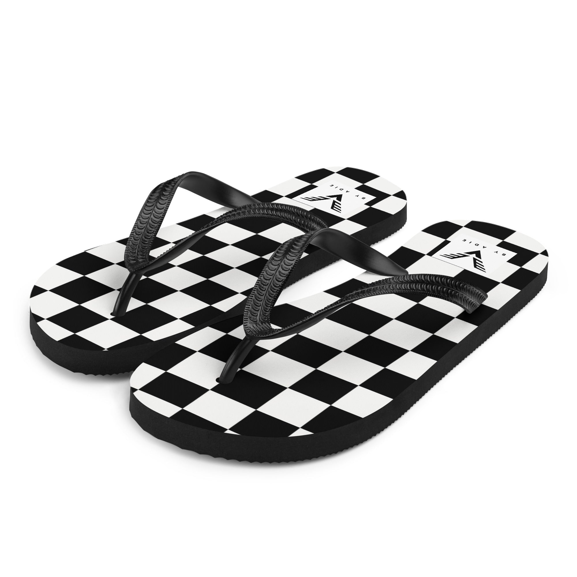 Monochrome Check Luxe Flip Flops - My Store