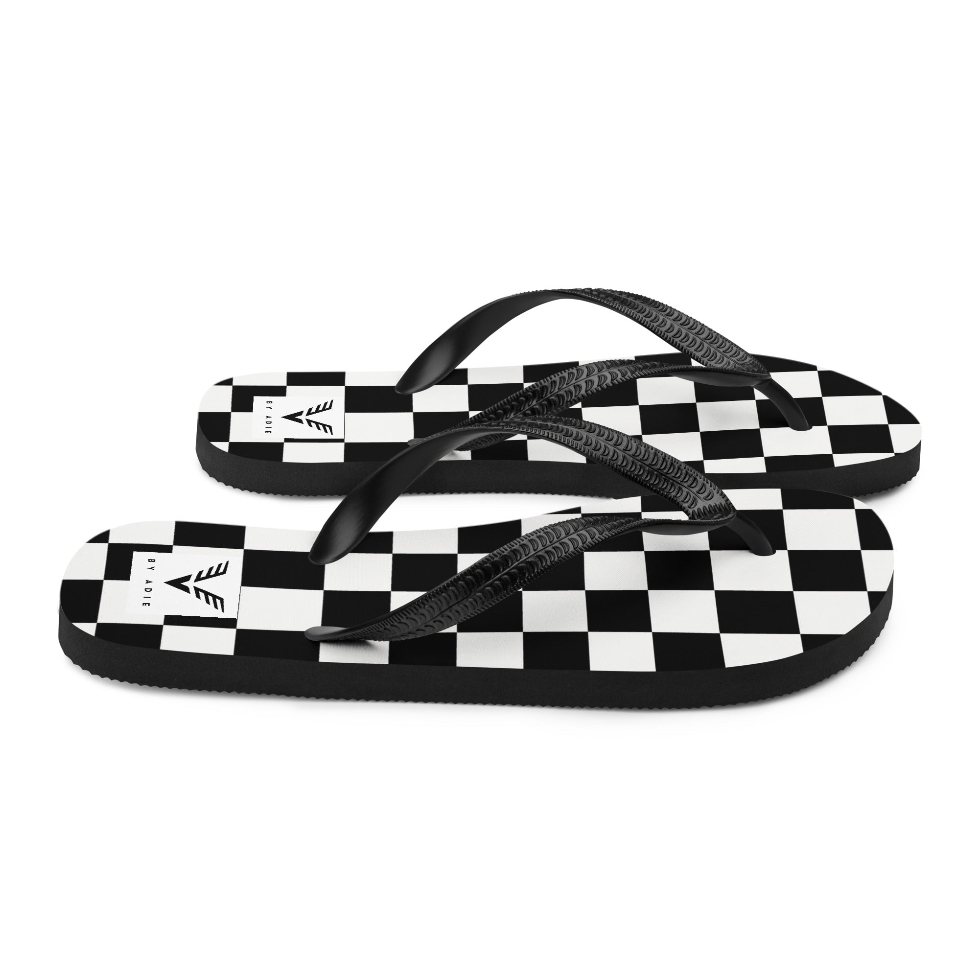 Monochrome Check Luxe Flip Flops - My Store
