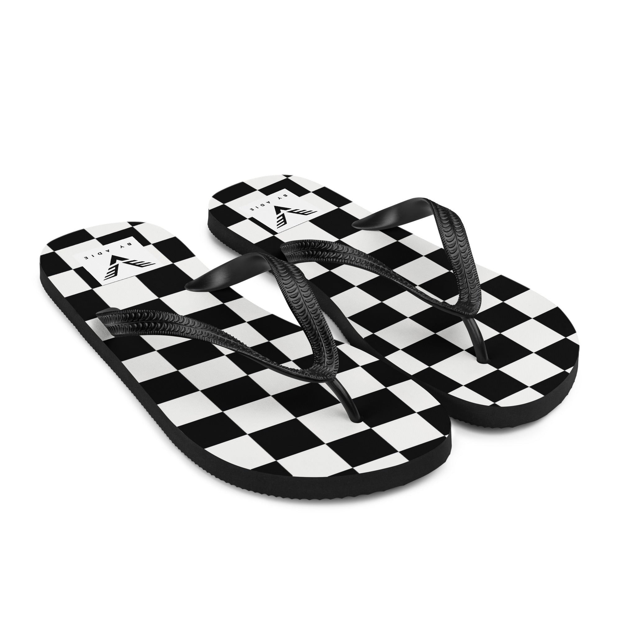 Monochrome Check Luxe Flip Flops - My Store