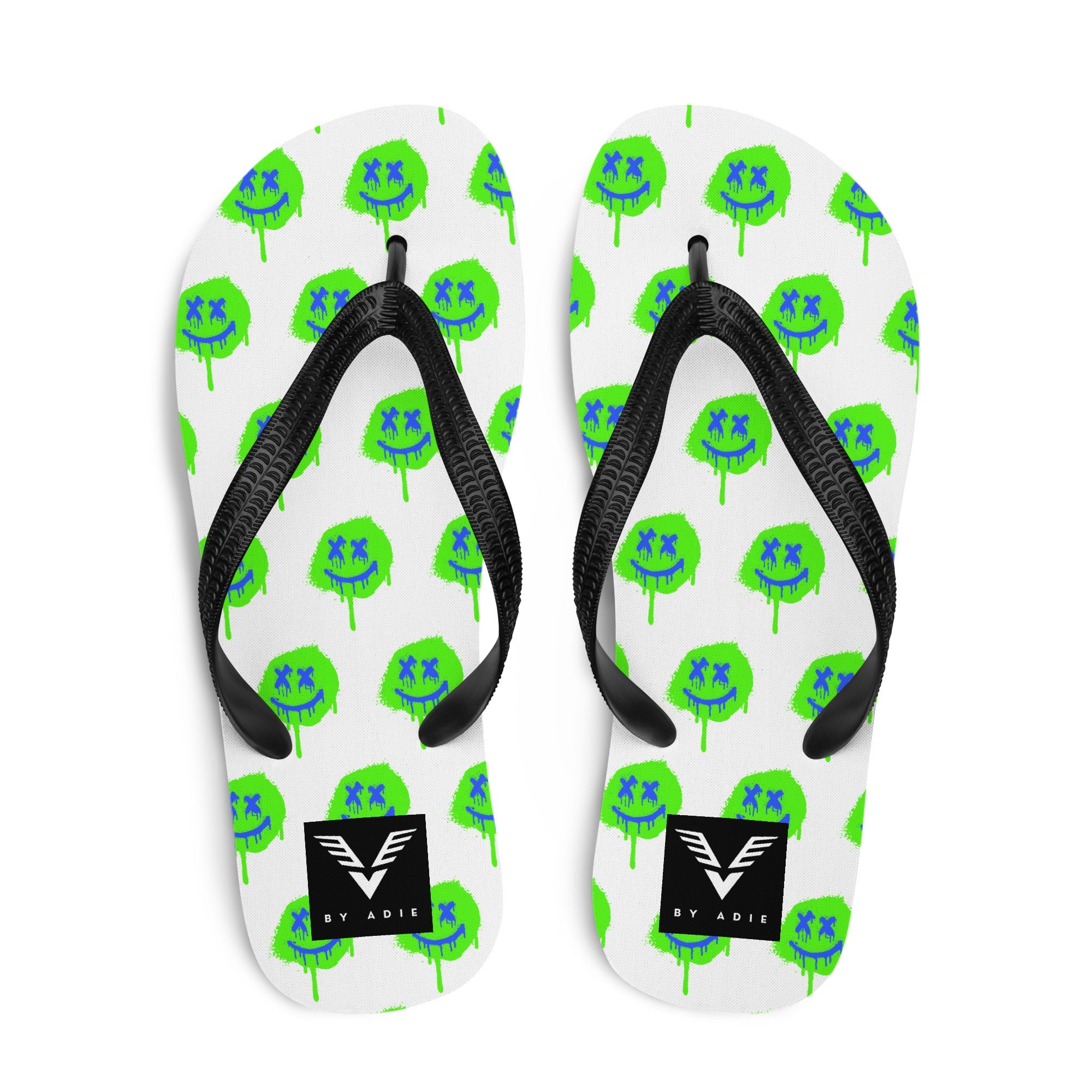 Neon Drip Smiley Flip Flops - My Store