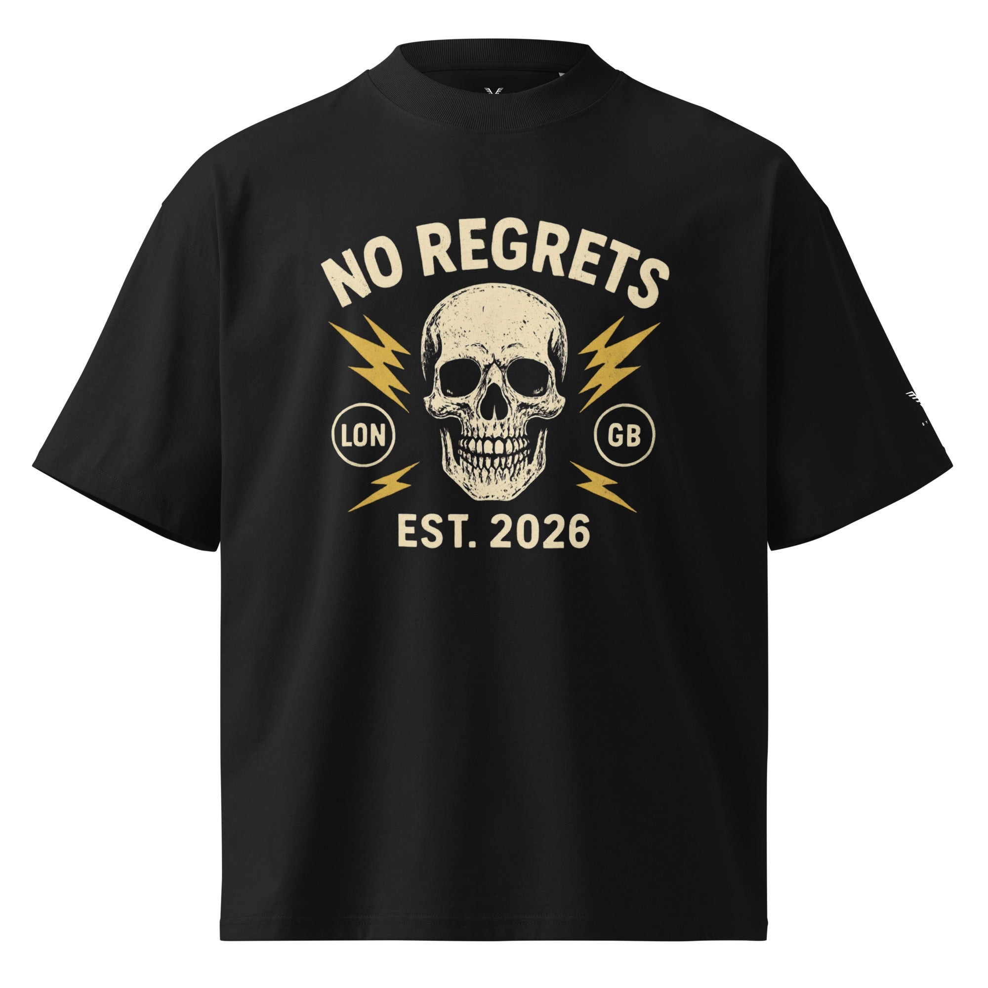 No Regrets Skull Oversized Streetwear Organic T-Shirt - By Adie