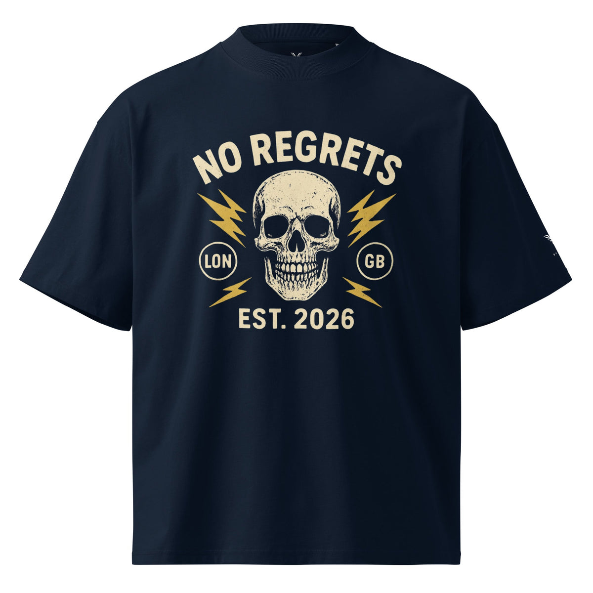 No Regrets Skull Oversized Streetwear Organic T-Shirt - By Adie