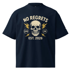 No Regrets Skull Oversized Streetwear Organic T-Shirt - By Adie