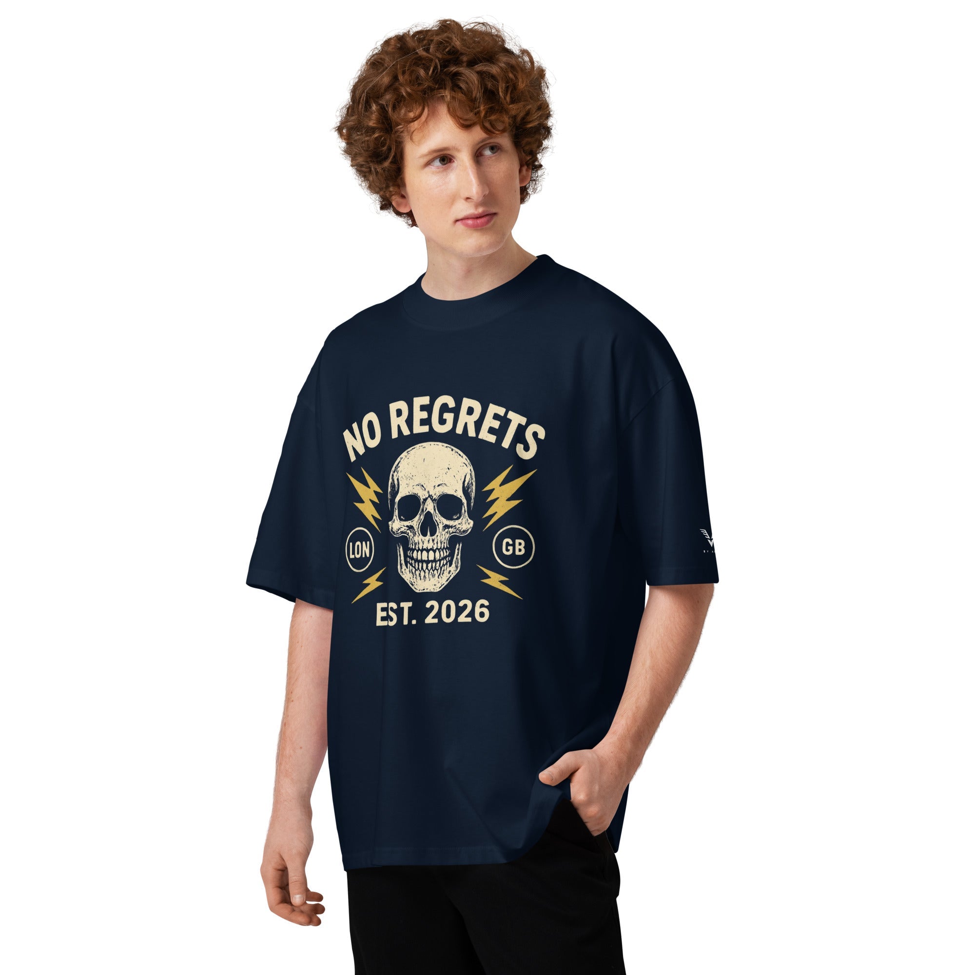 No Regrets Skull Oversized Streetwear Organic T-Shirt - By Adie