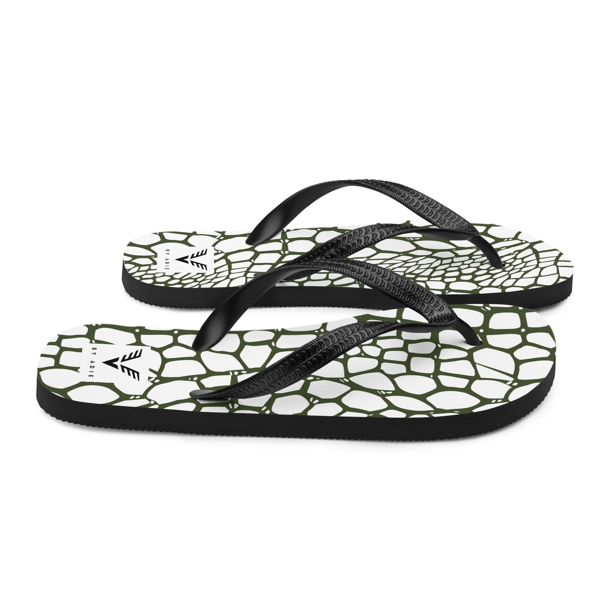 Olive Reptile Luxe Flip Flops - My Store