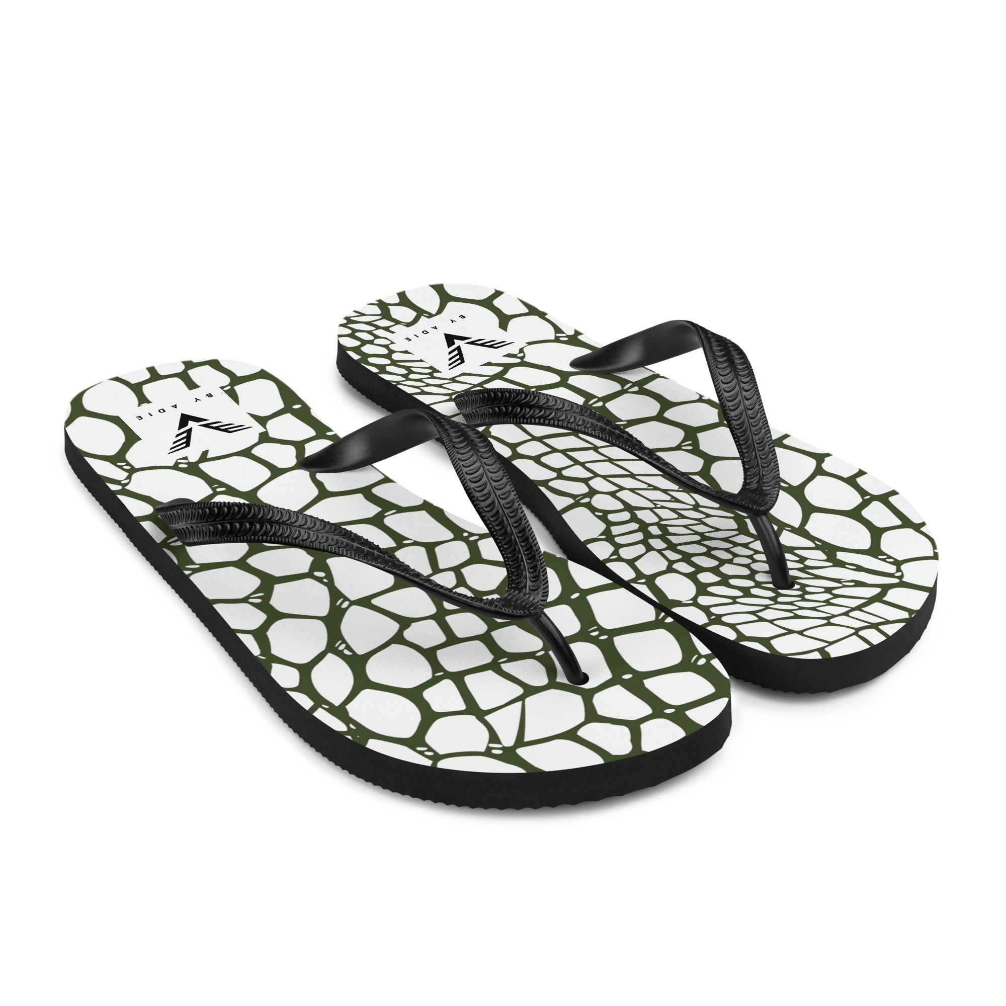 Olive Reptile Luxe Flip Flops - My Store
