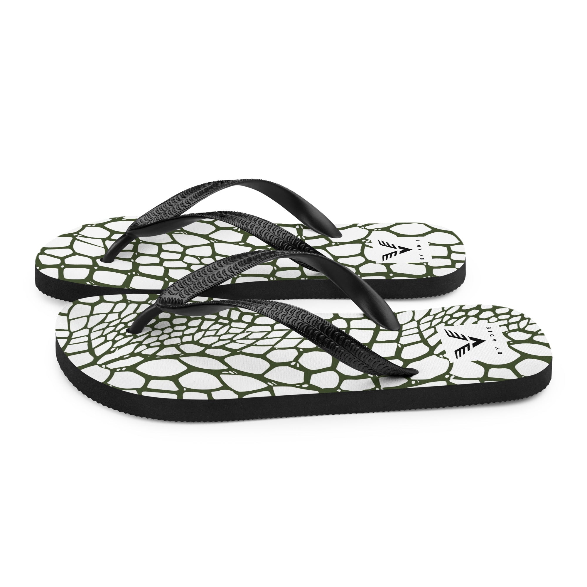 Olive Reptile Luxe Flip Flops - My Store