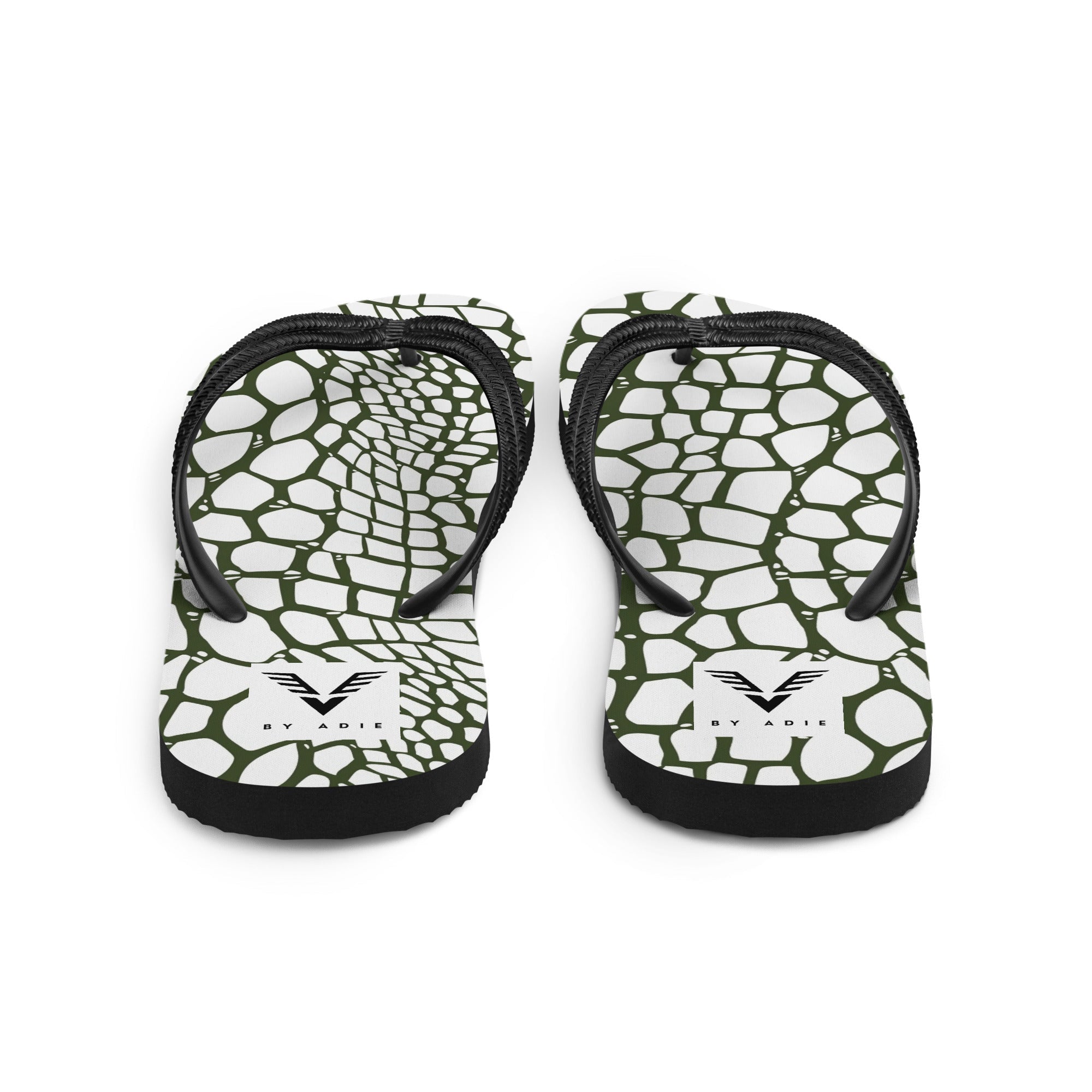 Olive Reptile Luxe Flip Flops - My Store