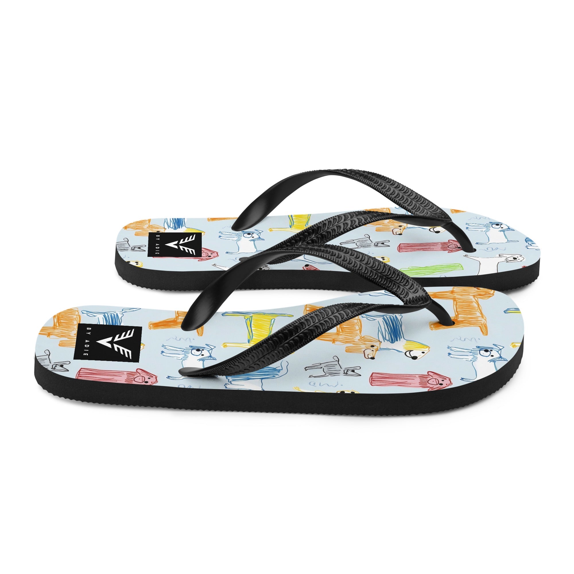 Puppy Sketch Flip Flops - My Store