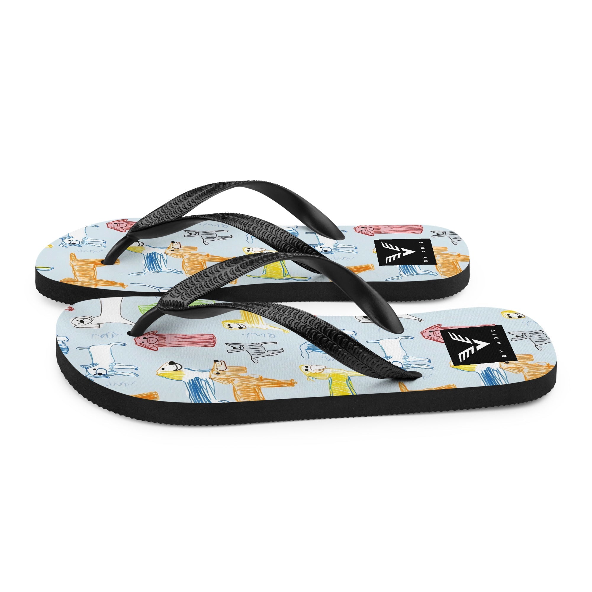 Puppy Sketch Flip Flops - My Store