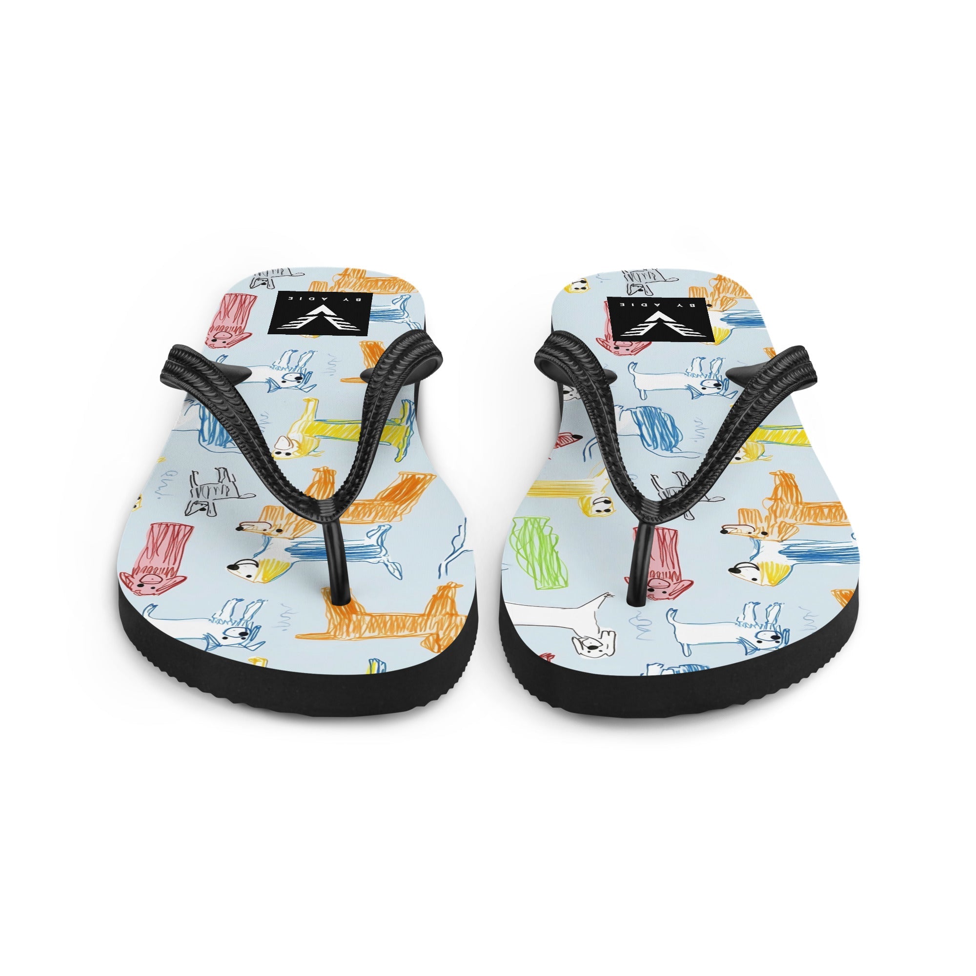 Puppy Sketch Flip Flops - My Store