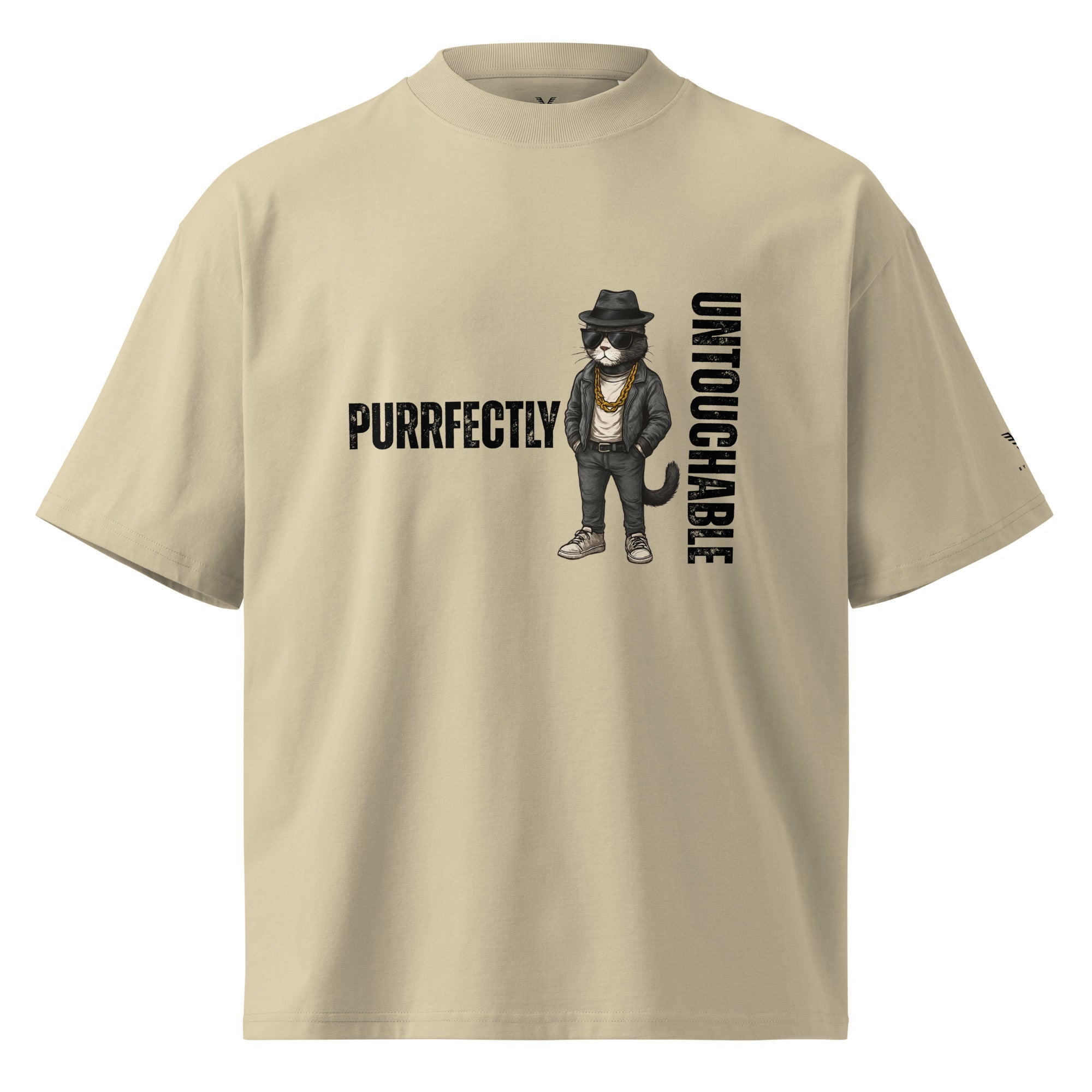 Purrfectly Untouchable Cat Oversized Organic Cotton T-Shirt - By Adie