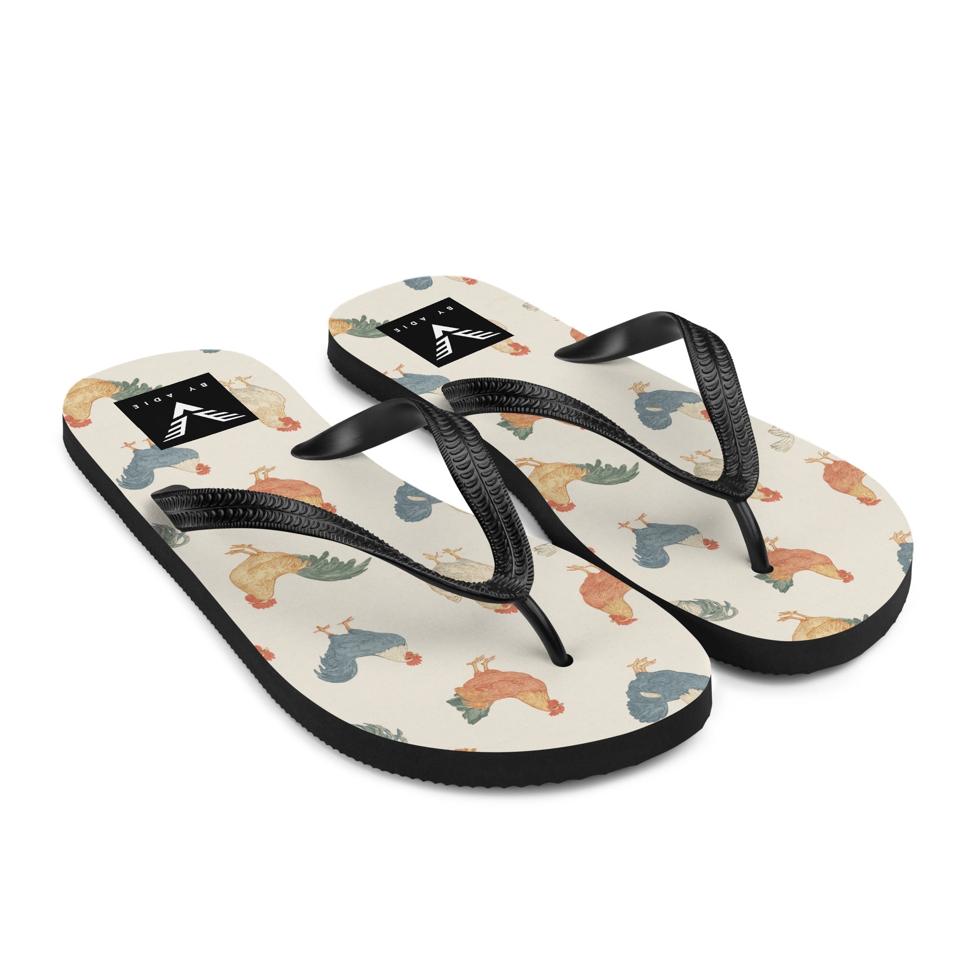 Rooster Pattern Flip Flops - My Store