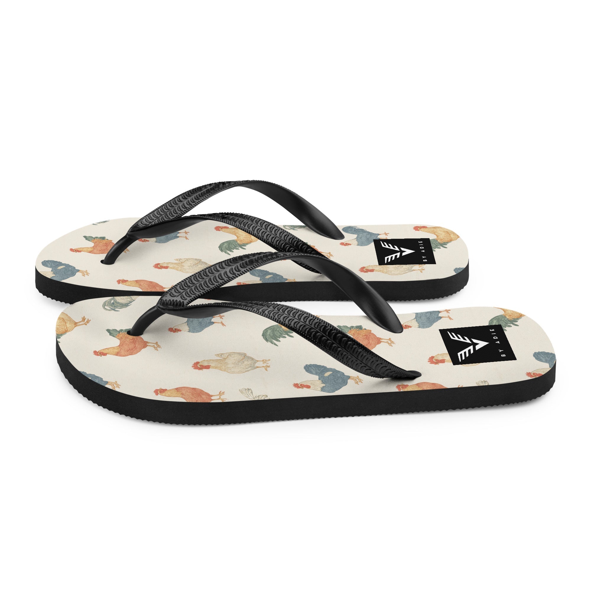 Rooster Pattern Flip Flops - My Store