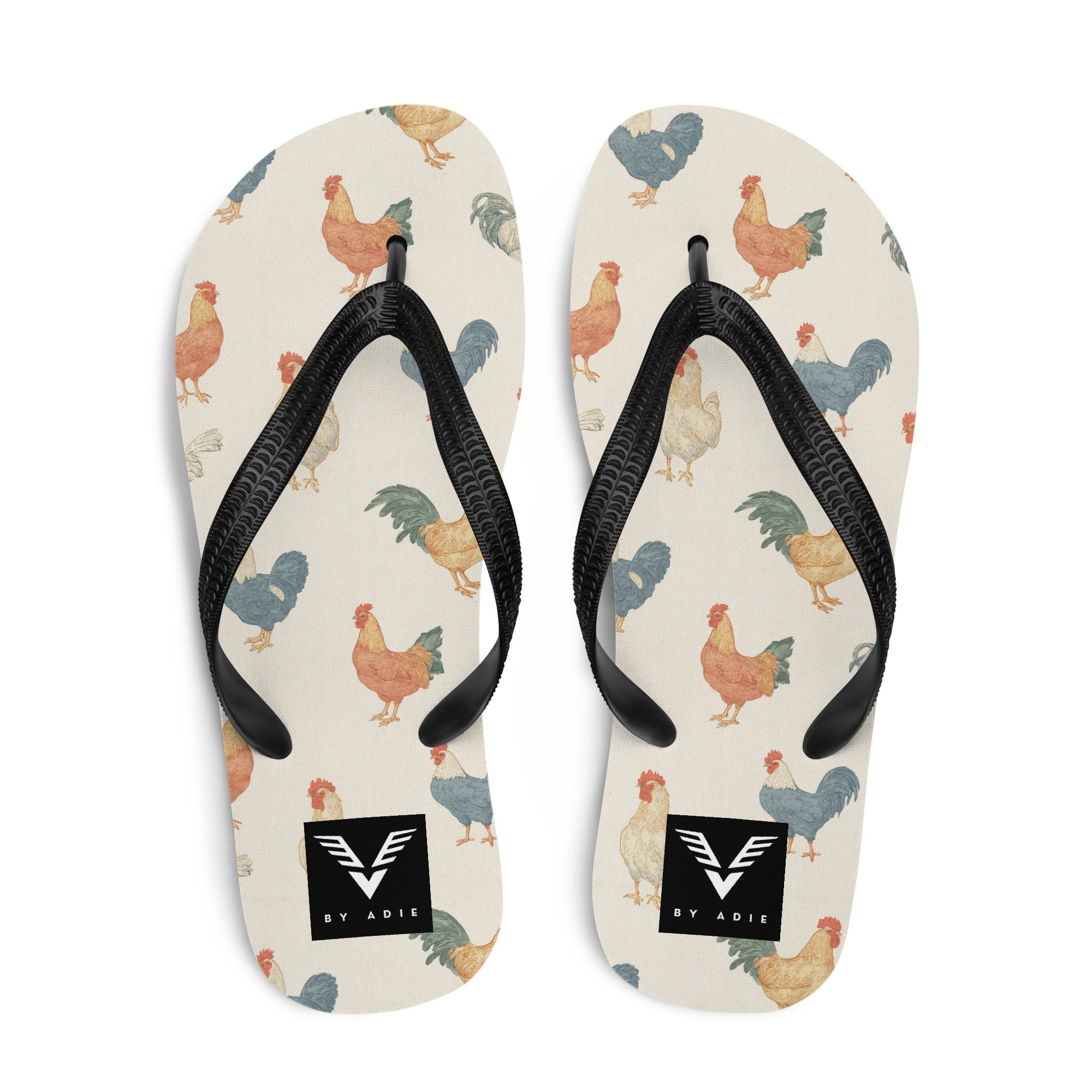 Rooster Pattern Flip Flops - My Store