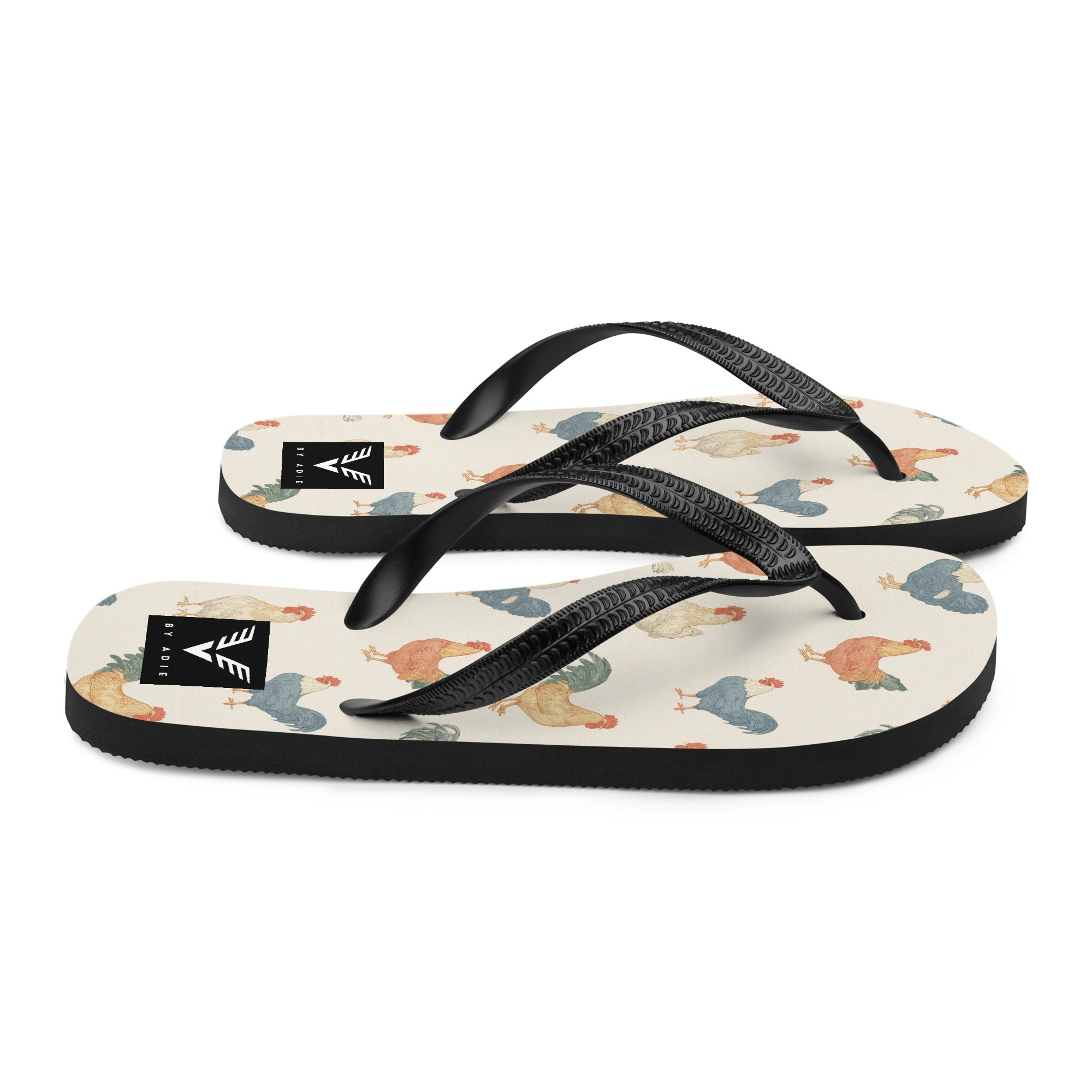 Rooster Pattern Flip Flops - My Store
